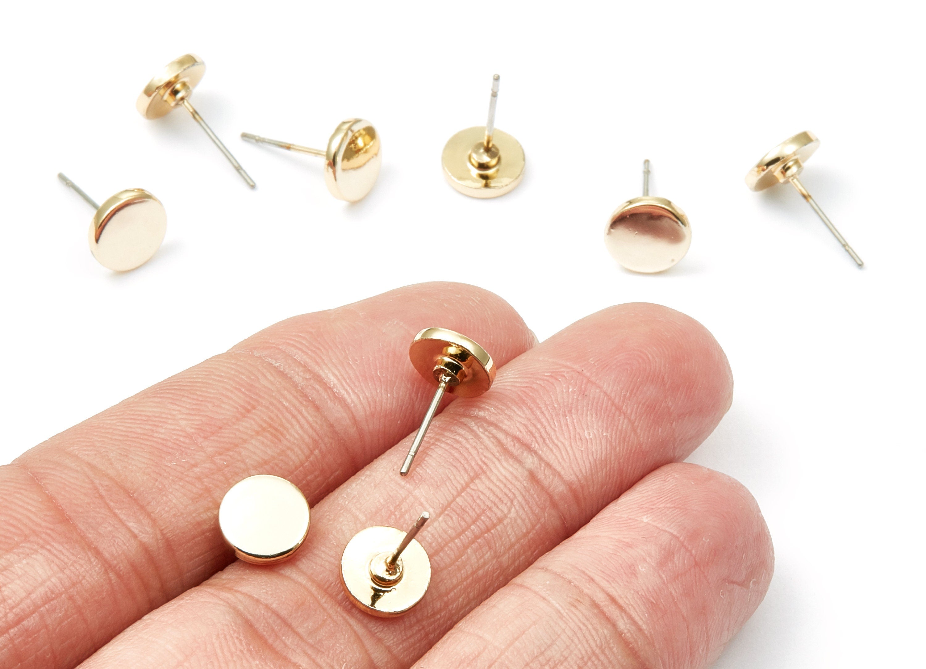 Round Stud - Zinc Alloy Bar Stud - Gold Tone plated - Stainless Steel Stud - Ear Studs - 13,94x8x1,57mm - ZZ1194G - DOMEDBAZAAR