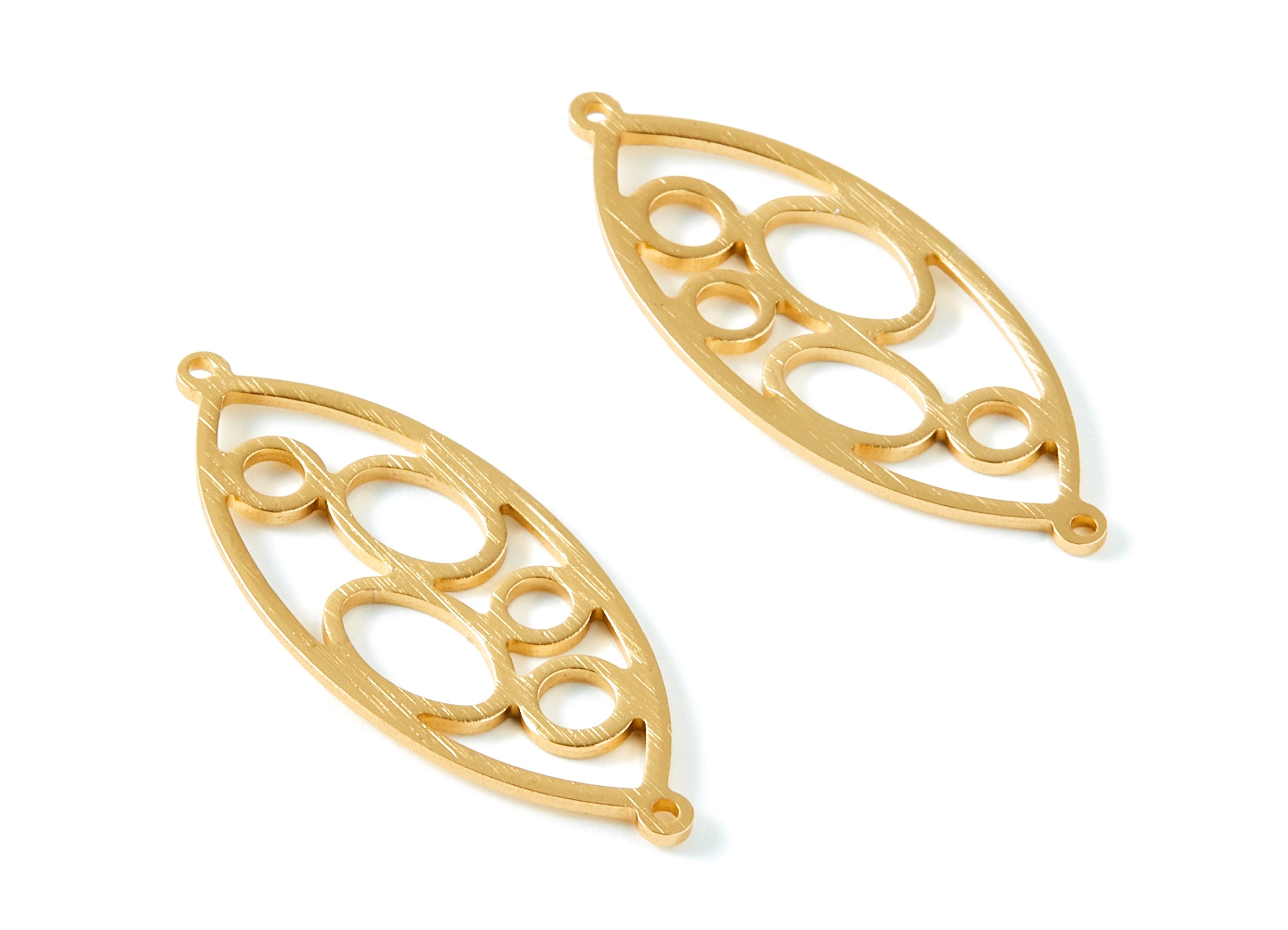 Aluminum Charms - Oval Shaped Earrings - Anodized Aluminium Charmsr - Gold Tone - 31.1x22.85x1.34mm - AA1132A - DOMEDBAZAAR