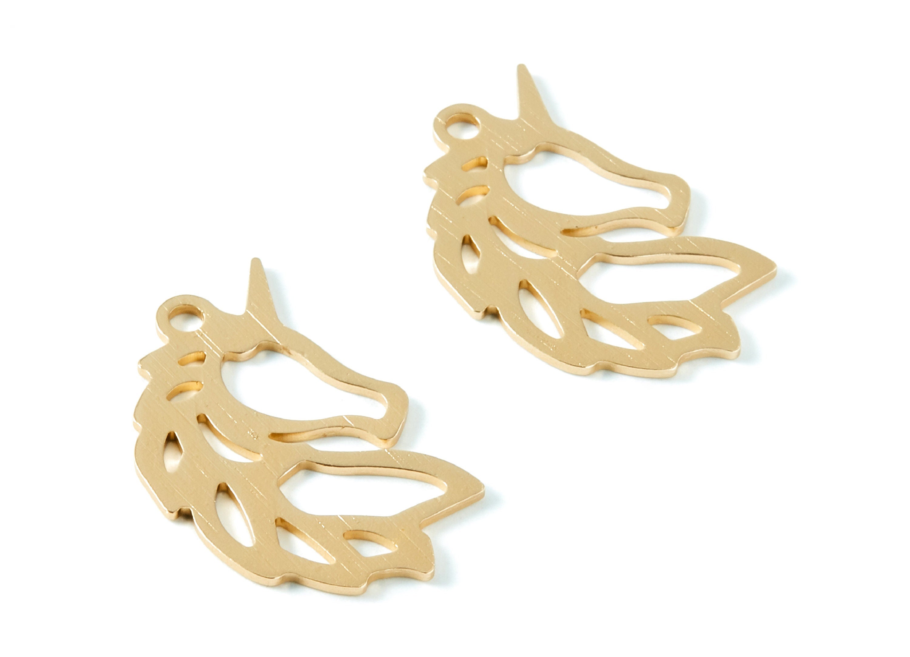Aluminum Charms - Unicorn Shaped Earrings - Anodized Aluminium Charms - Gold Tone - 34.15x21.9x0.9mm - AA1140A - DOMEDBAZAAR