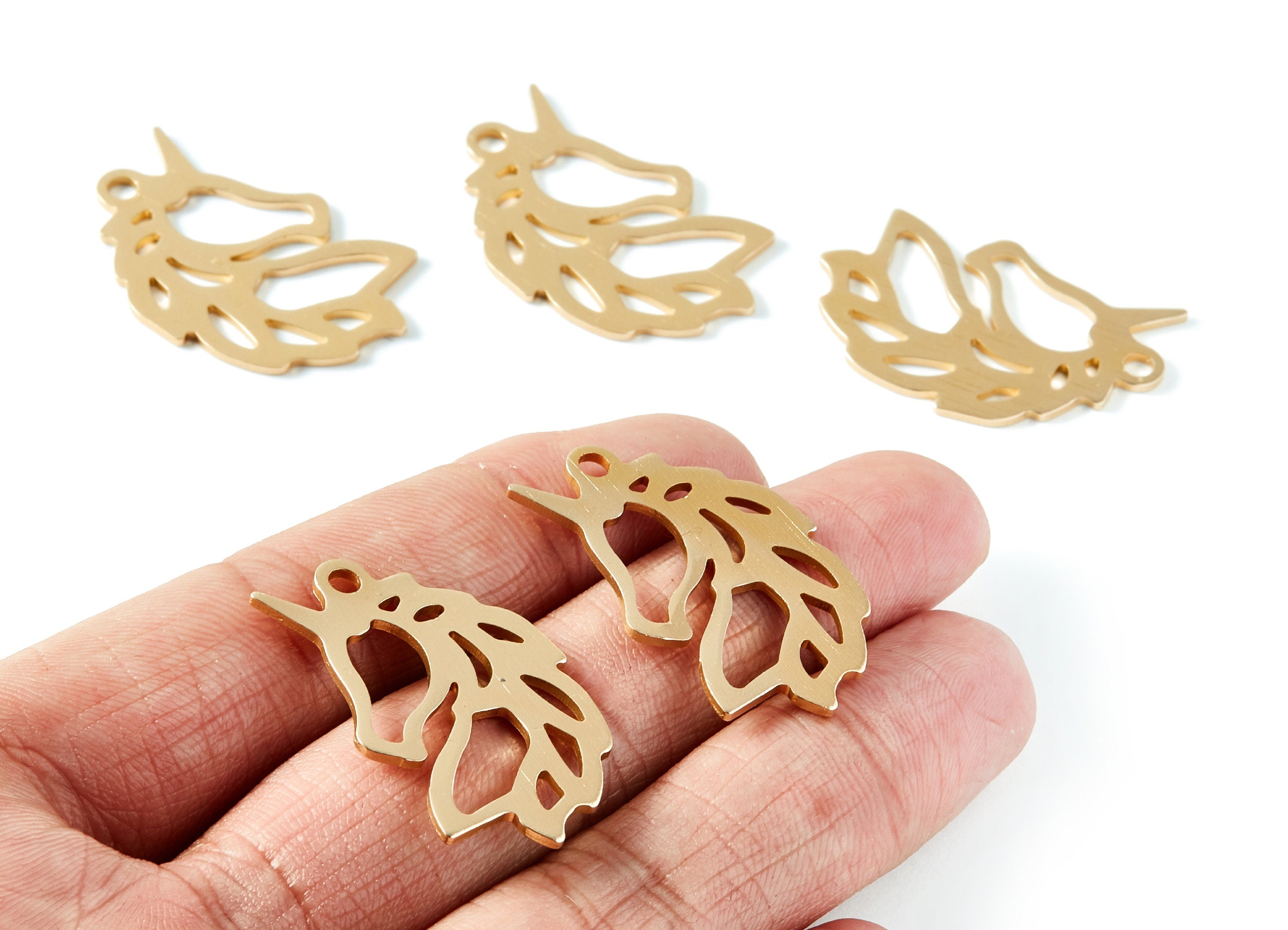 Aluminum Charms - Unicorn Shaped Earrings - Anodized Aluminium Charms - Gold Tone - 34.15x21.9x0.9mm - AA1140A - DOMEDBAZAAR