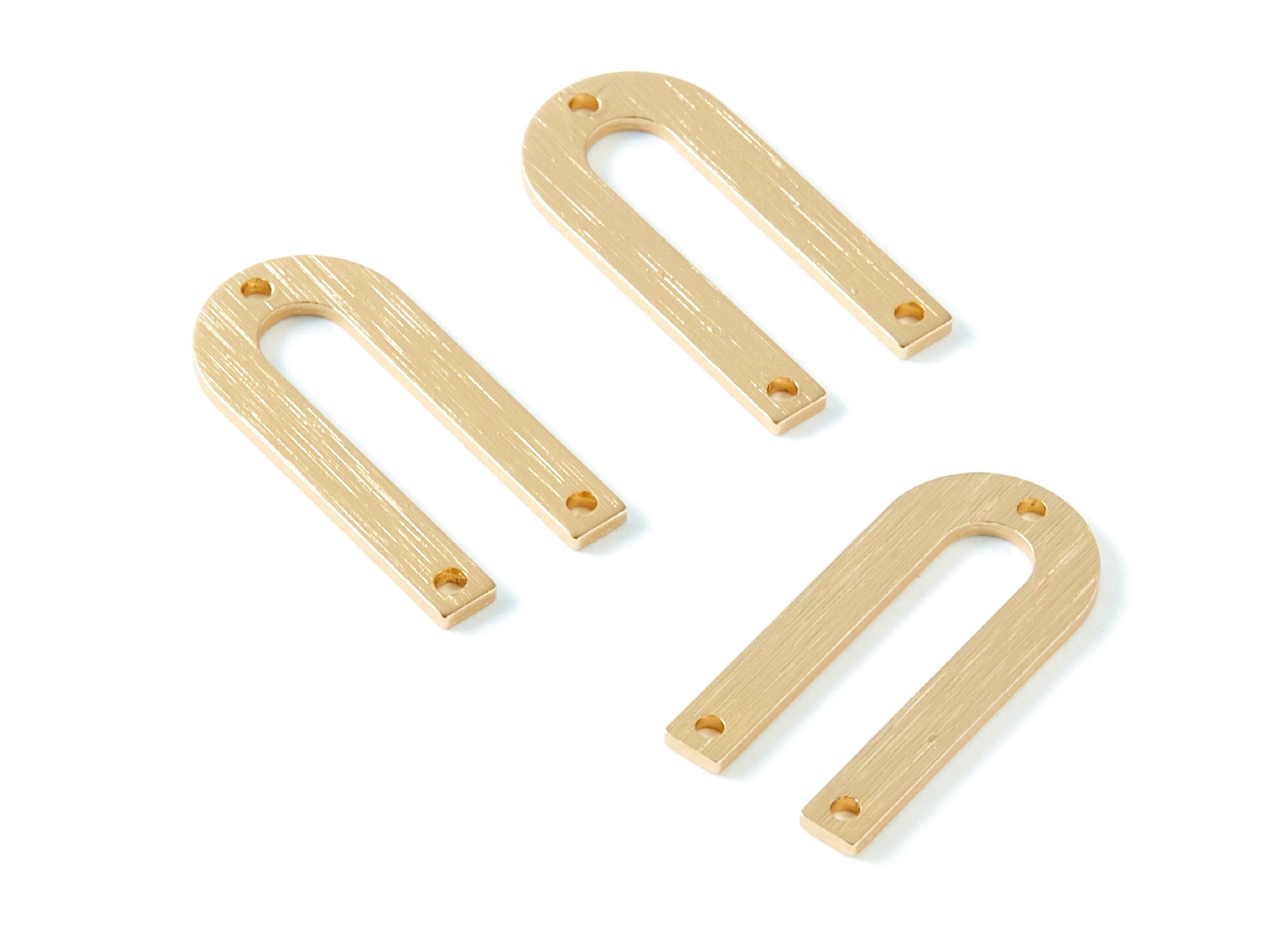 Aluminum Charms - U Shaped Earrings with 3 Holes - Anodized Aluminium Charms - Gold Tone - 26x12,5x1,15mm - AA1137A - DOMEDBAZAAR