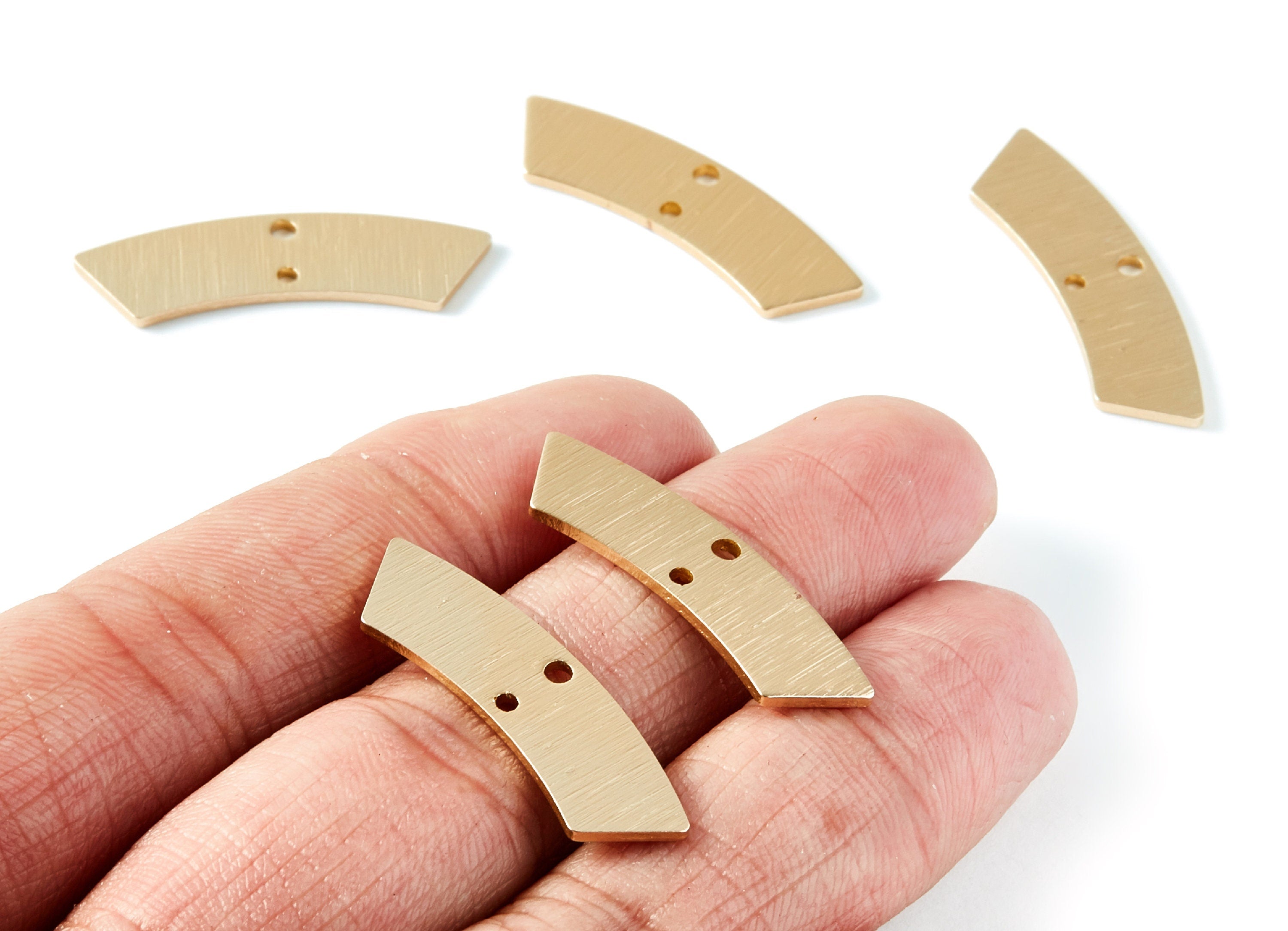 Aluminum Charms - Geometric Shaped with 2 Holes - Anodized Aluminium Charms - Gold Tone - 30,8x8x1,17mm - AA1134A - DOMEDBAZAAR