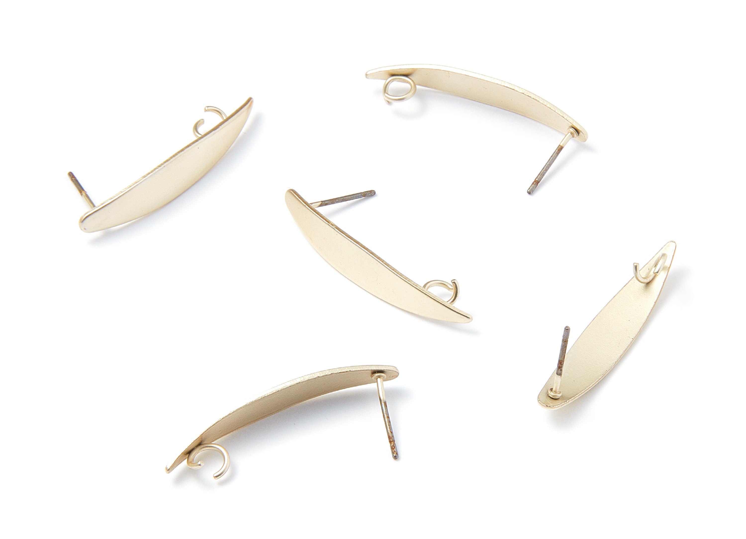 Iron Earring Stud - Gold Tone Plated - Earring Post - Earring findings - Jewelry Supplies - 33,15x6,43x1mm - ZZ1307 - DOMEDBAZAAR