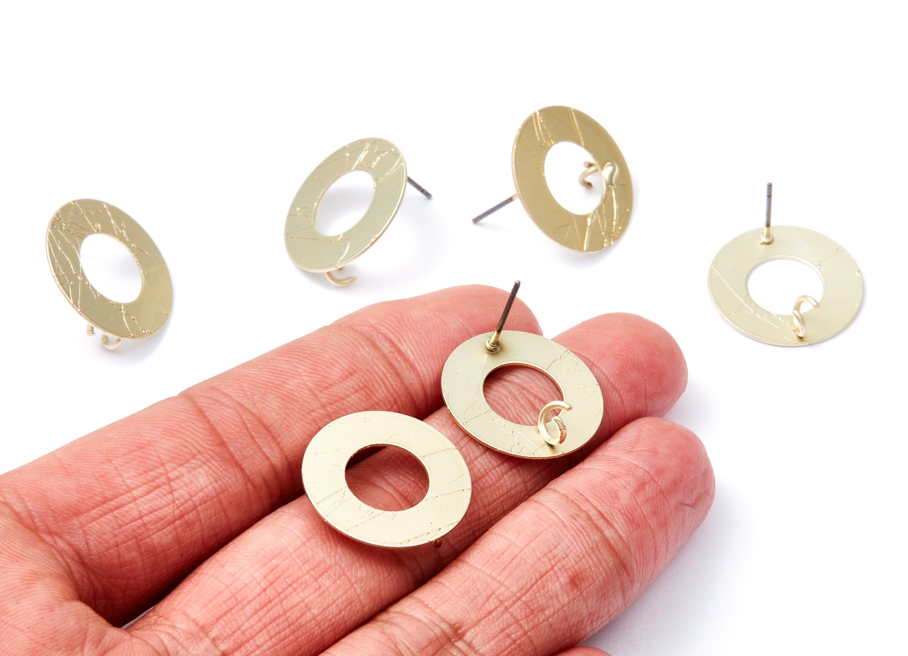 Iron Earring Stud - Gold Tone Plated - Round shaped Earring Post - Earring findings - Jewelry Supplies - 20,13x20,13x0,58mm - ZZ1305 - DOMEDBAZAAR
