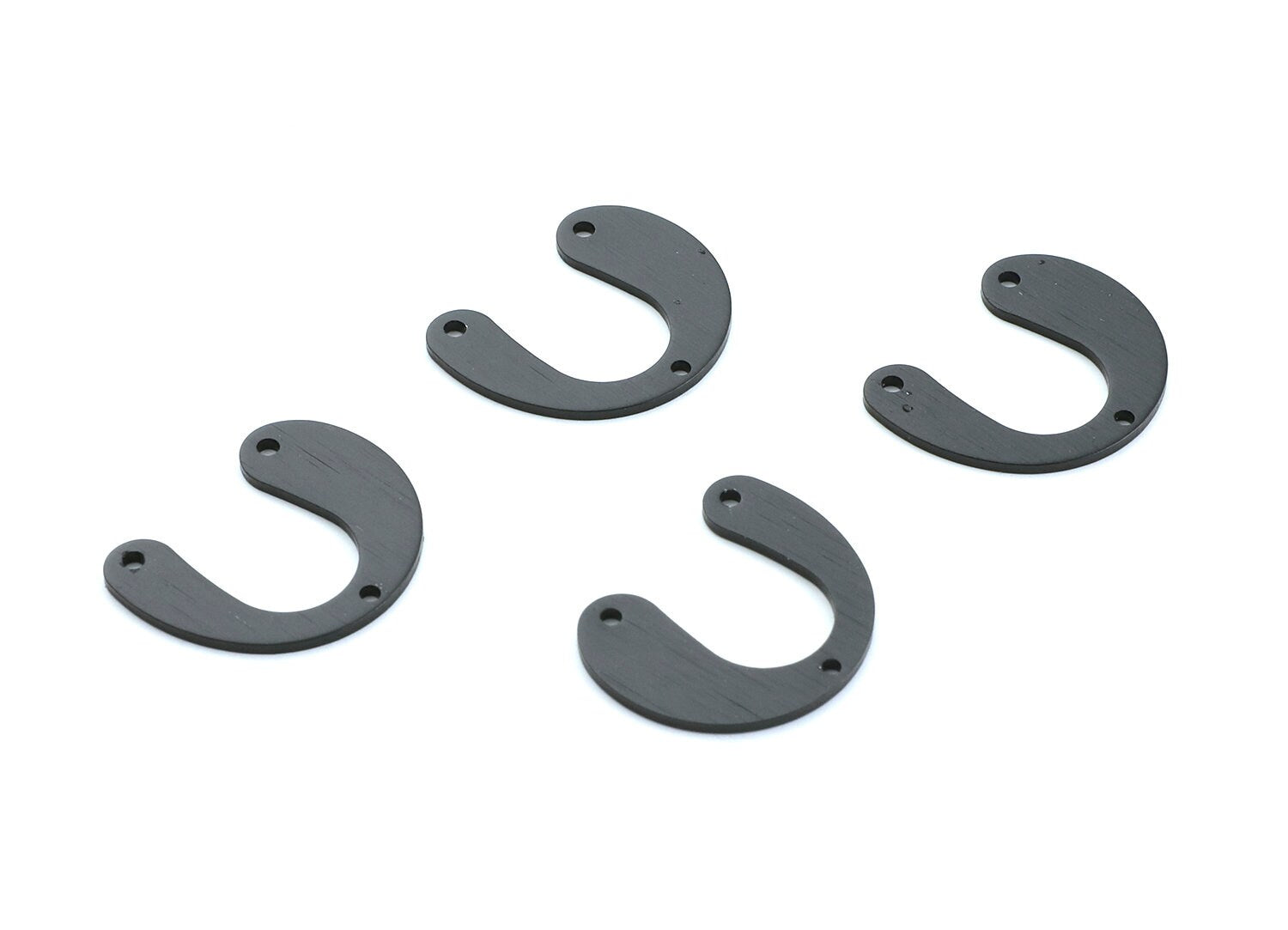 Aluminum Charms - U Shaped Earrings - Anodized Aluminium Charms - Black Tone - 24.58x20.18x1.23mm - AA1136C - DOMEDBAZAAR