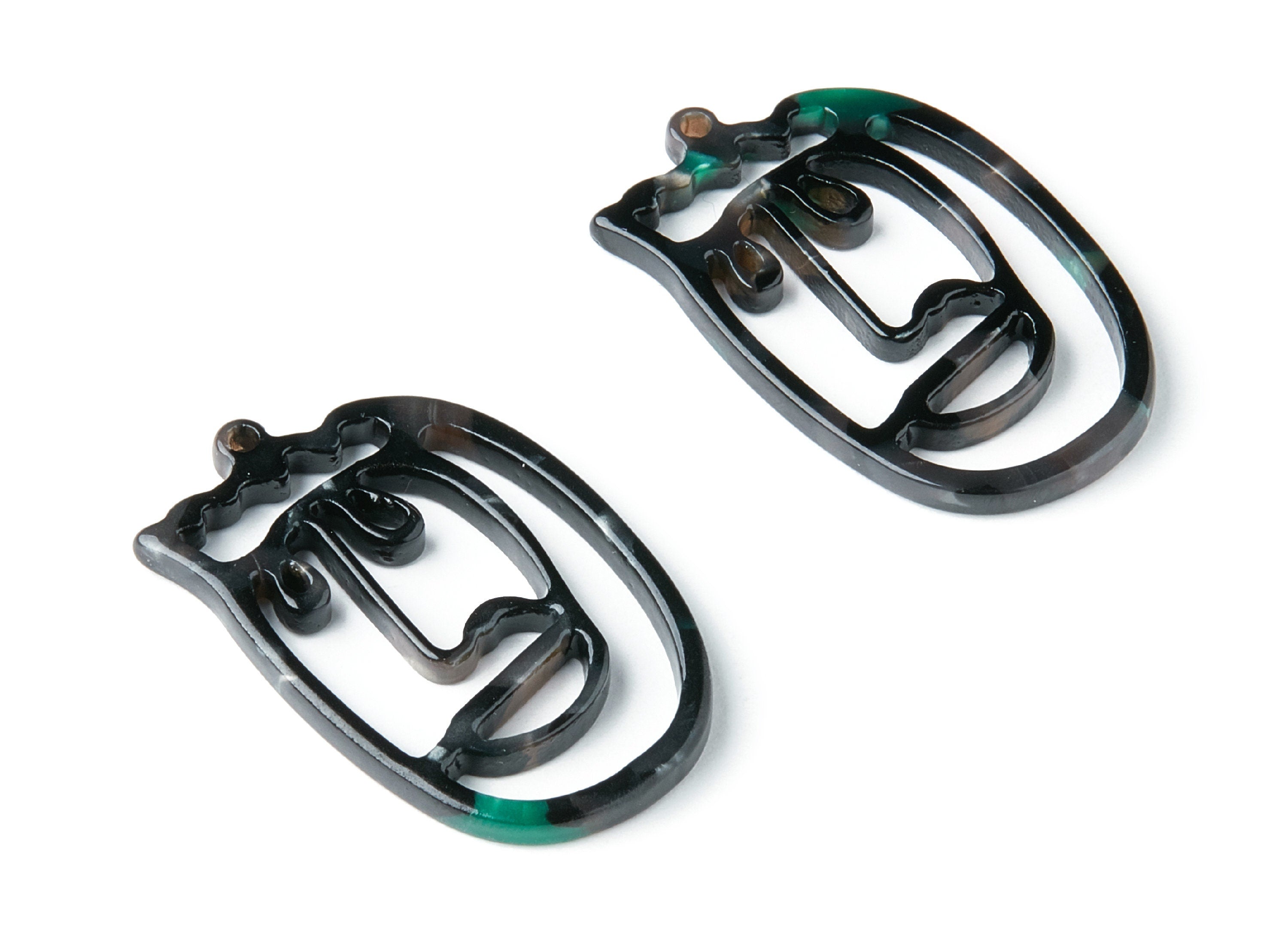 Acetate Face Earring Charms - Face Shaped Pendant - Earring Findings - Jewelry Supplies - 35x22,15x2,64mm - AC1375H - DOMEDBAZAAR