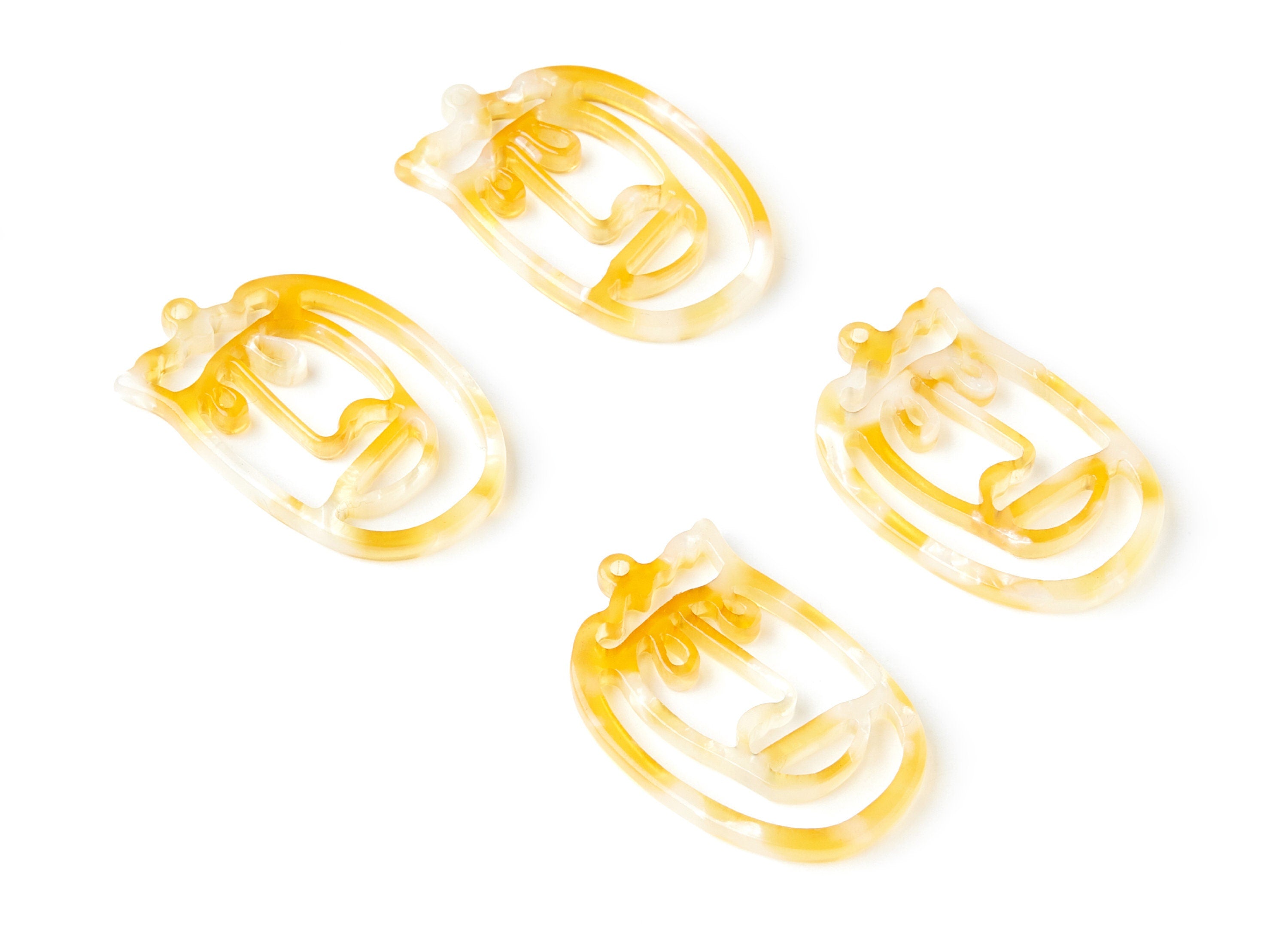 Acetate Face Earring Charms- Acrylic Face Pendant - Earring Findings - Jewelry Supplies - 35x22,15x2,64mm - AC1375R - DOMEDBAZAAR