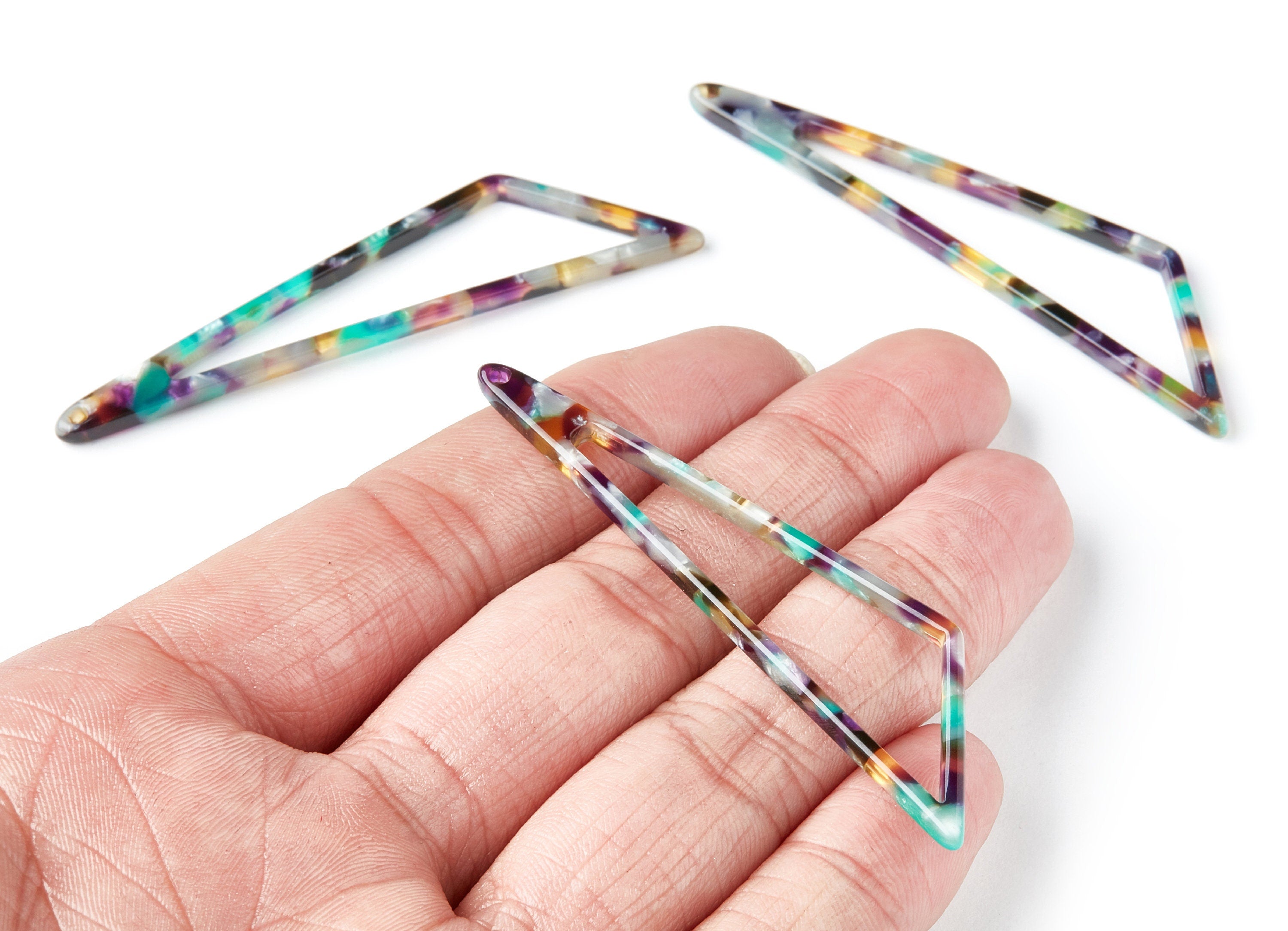 Acetate Triangle Earring Charms - Triangle Pendant - Earring Findings - Jewelry Supplies - Color Code: A50 - 69,12x16,3x2,6mm - AC1357B - DOMEDBAZAAR