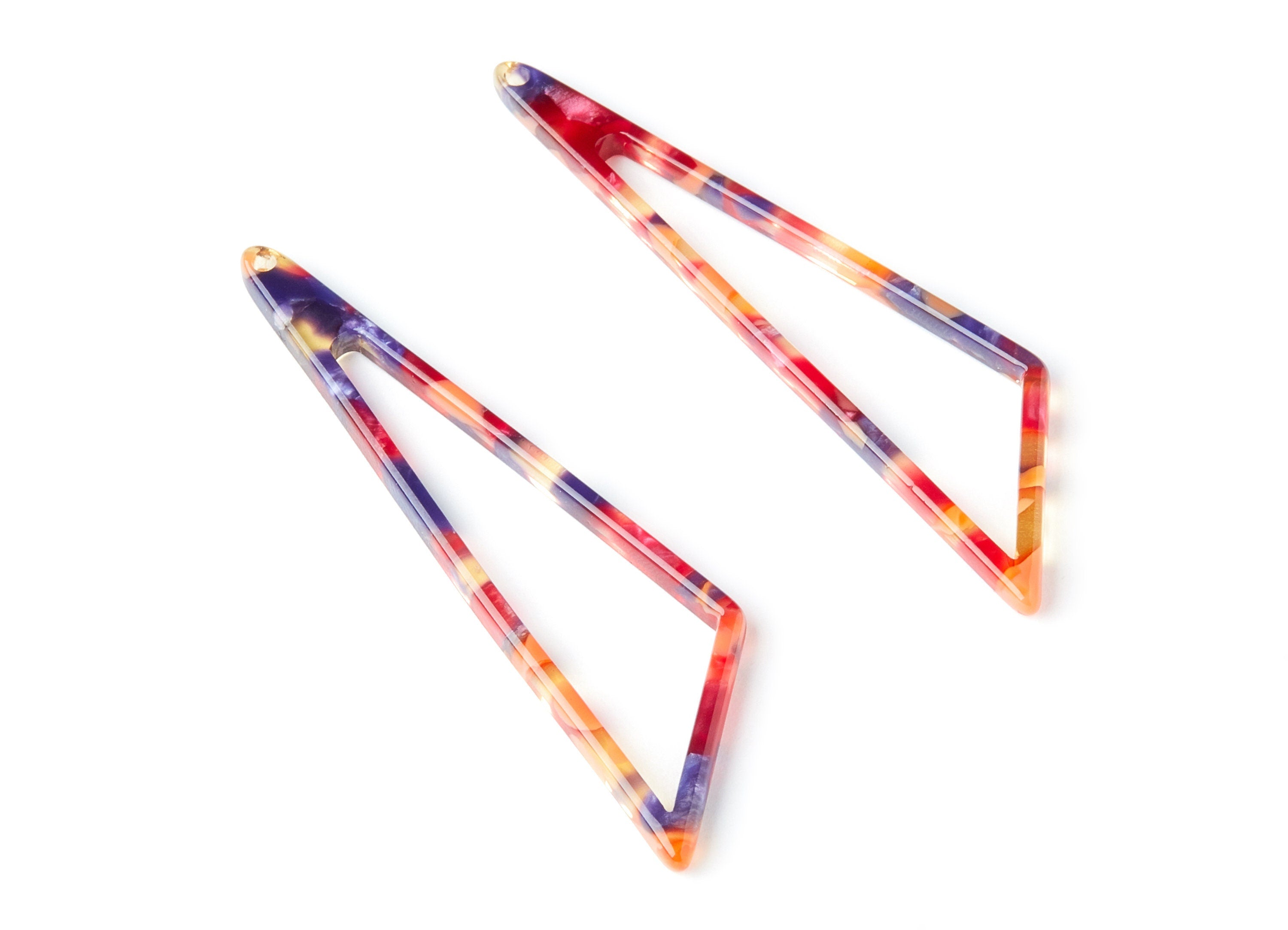 Acetate Triangle Earring Charms - Triangle Pendant - Earring Findings - Jewelry Supplies - Color Code: A44 - 69,12x16,3x2,6mm - AC1357G - DOMEDBAZAAR
