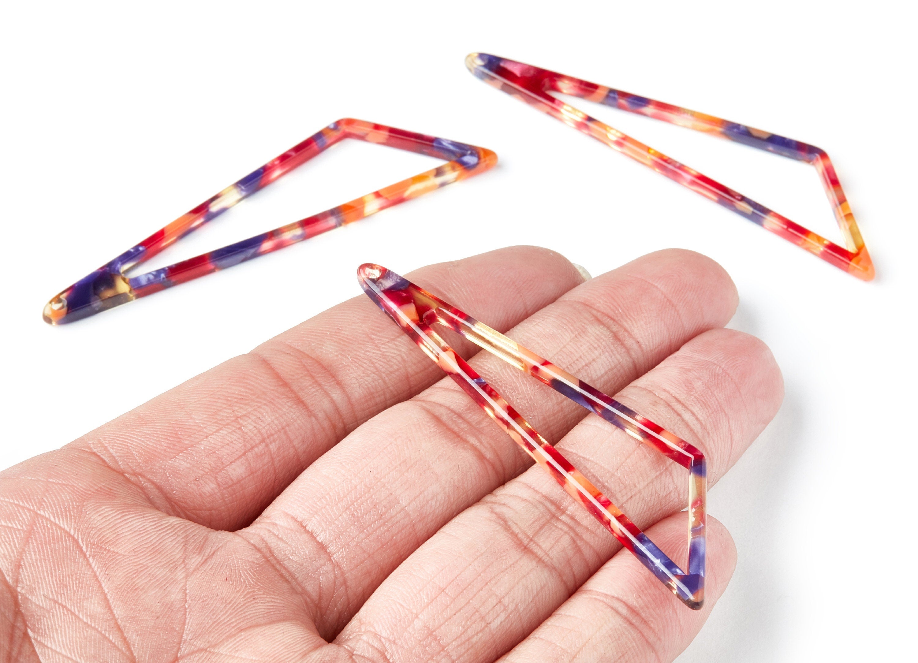 Acetate Triangle Earring Charms - Triangle Pendant - Earring Findings - Jewelry Supplies - Color Code: A44 - 69,12x16,3x2,6mm - AC1357G - DOMEDBAZAAR