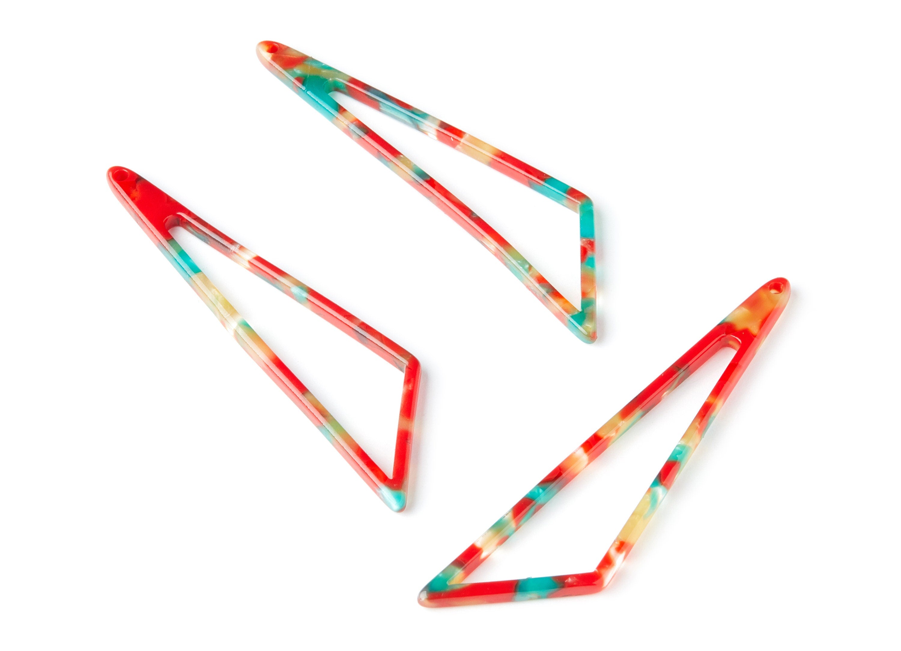 Acetate Triangle Earring Charms - Triangle Pendant - Earring Findings - Jewelry Supplies - Color Code: A46 - 69,12x16,3x2,6mm - AC1357T - DOMEDBAZAAR