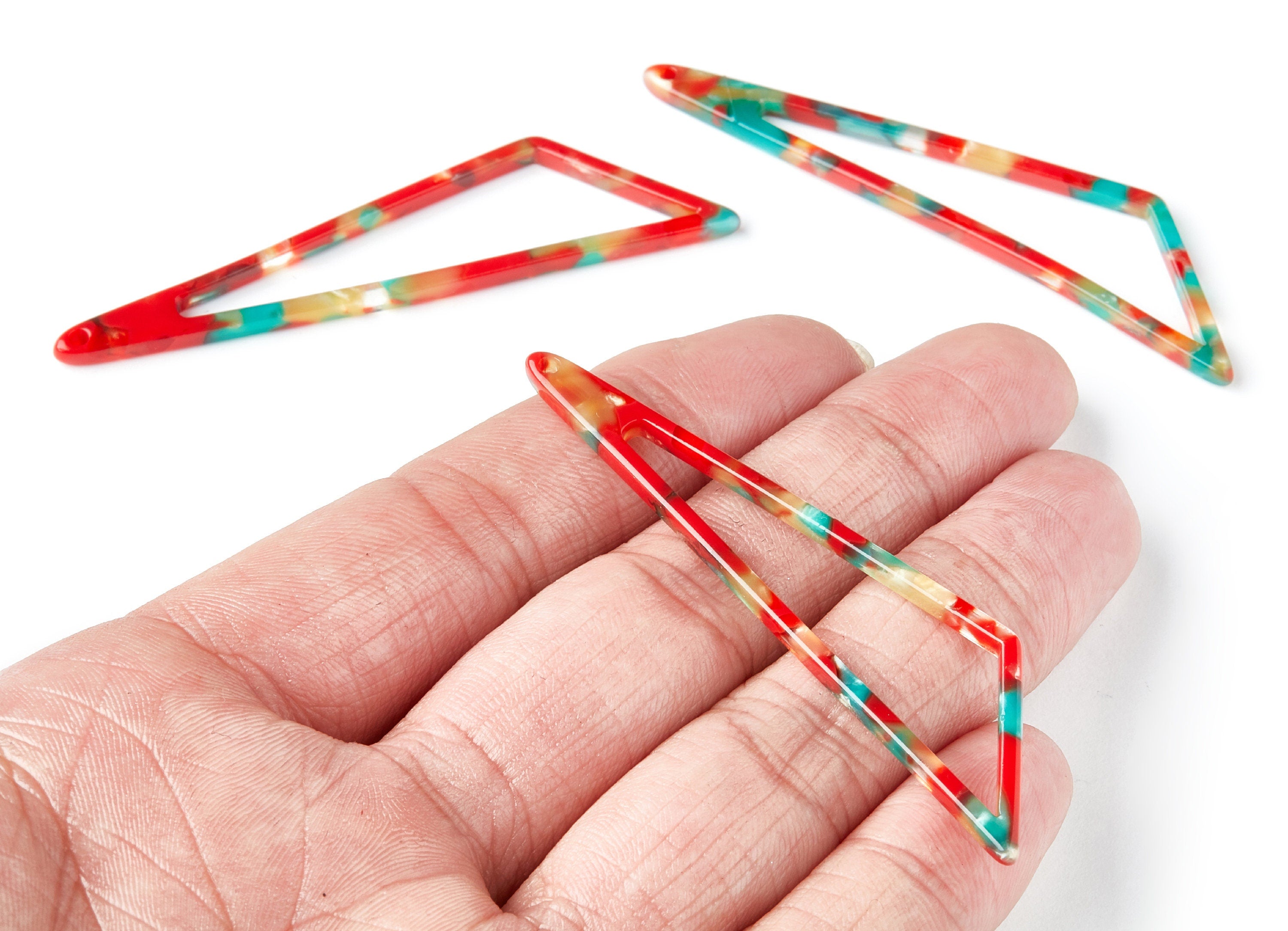 Acetate Triangle Earring Charms - Triangle Pendant - Earring Findings - Jewelry Supplies - Color Code: A46 - 69,12x16,3x2,6mm - AC1357T - DOMEDBAZAAR