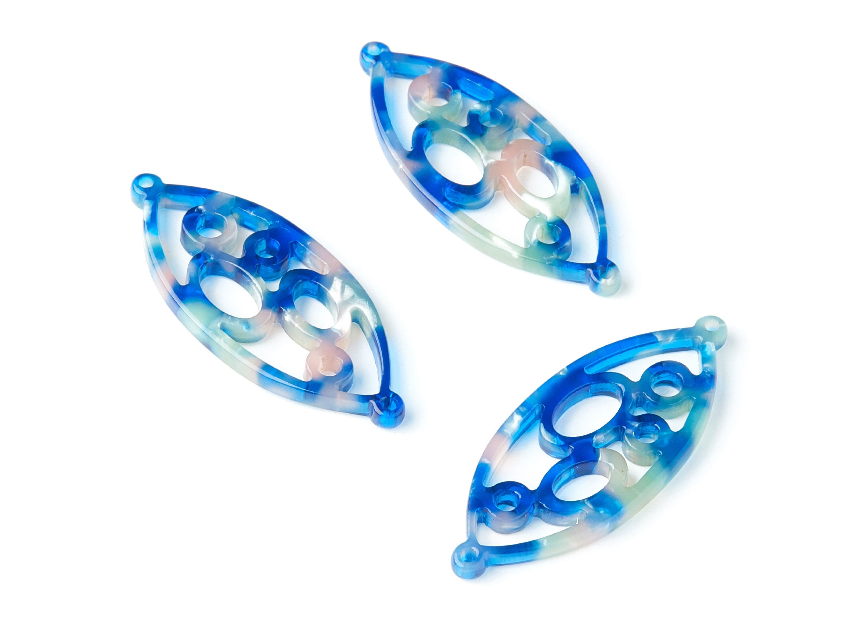 Acetate Leaf Earring Charms - Leaf Shaped Pendant - Earring Findings - Jewelry Supplies - 43.78x18x2.84mm - AC1372A - DOMEDBAZAAR
