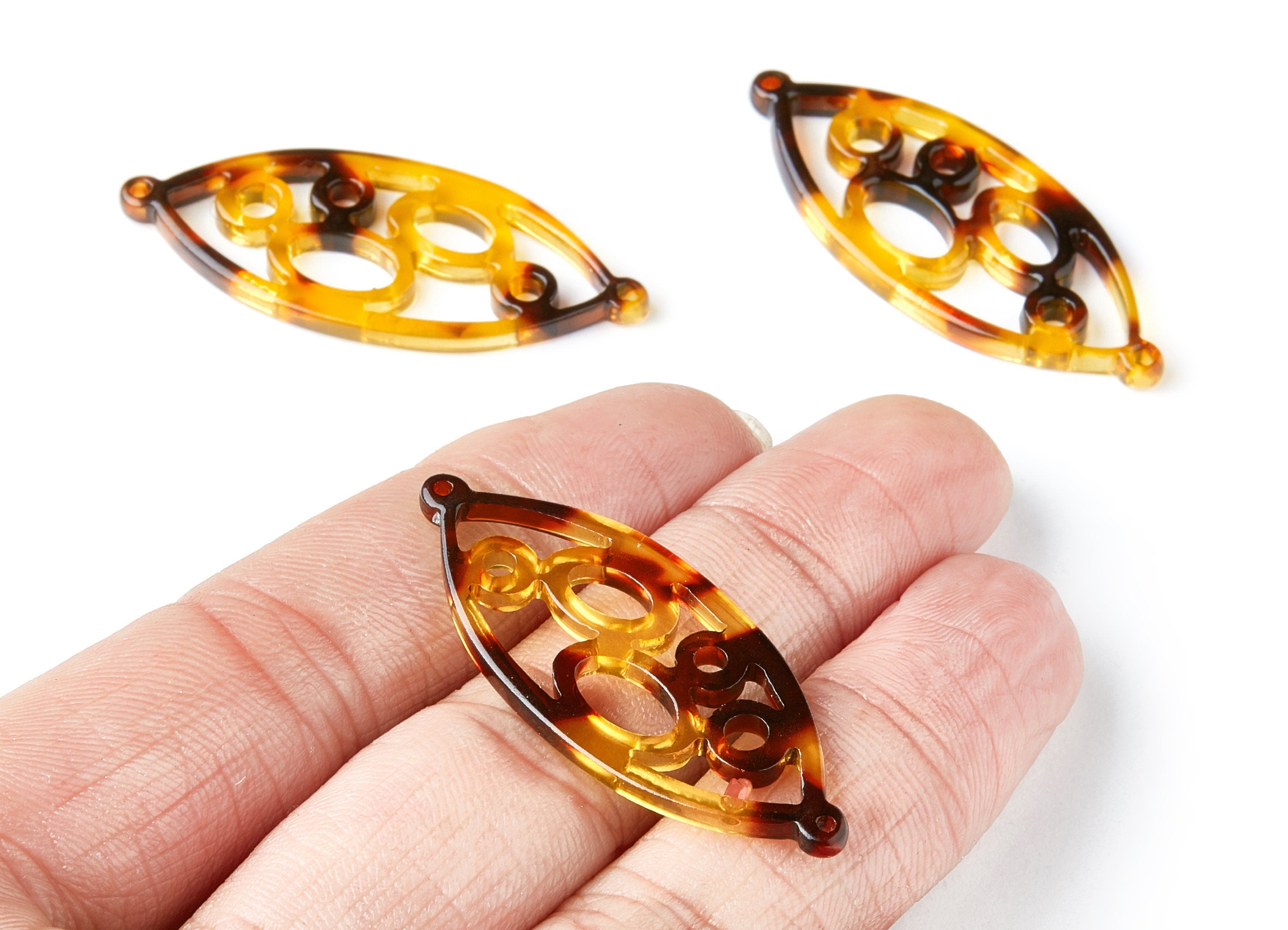 Acetate Acrylic Earring Charms - Tortoise Shell Earrings - Leaf Shaped Pendant - Jewelry Making Supplies - 43.78x18x2.84mm - AC1372B - DOMEDBAZAAR