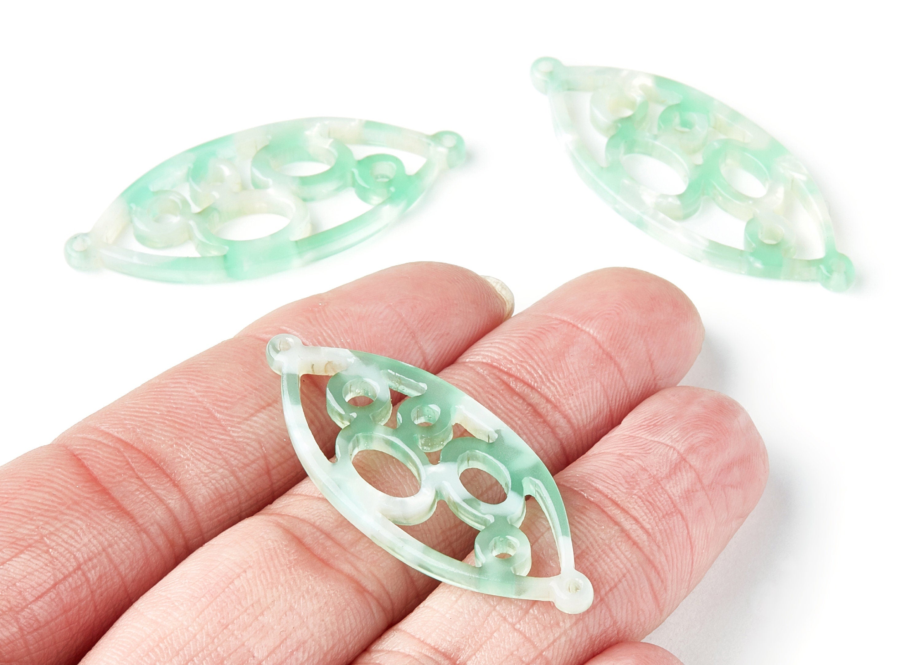 Acetate Leaf Earring Charms - Leaf Shaped Pendant - Earring Findings - Jewelry Supplies - 43.78x18x2.84mm - AC1372C - DOMEDBAZAAR
