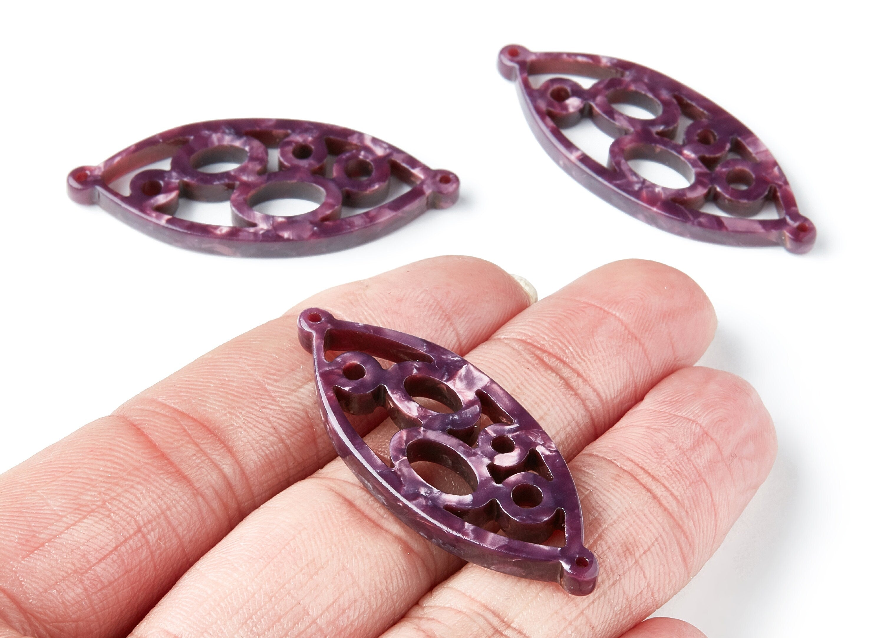 Acetate Leaf Earring Charms - Leaf Shaped Pendant - Earring Findings - Jewelry Supplies - 43.78x18x2.84mm - AC1372E - DOMEDBAZAAR