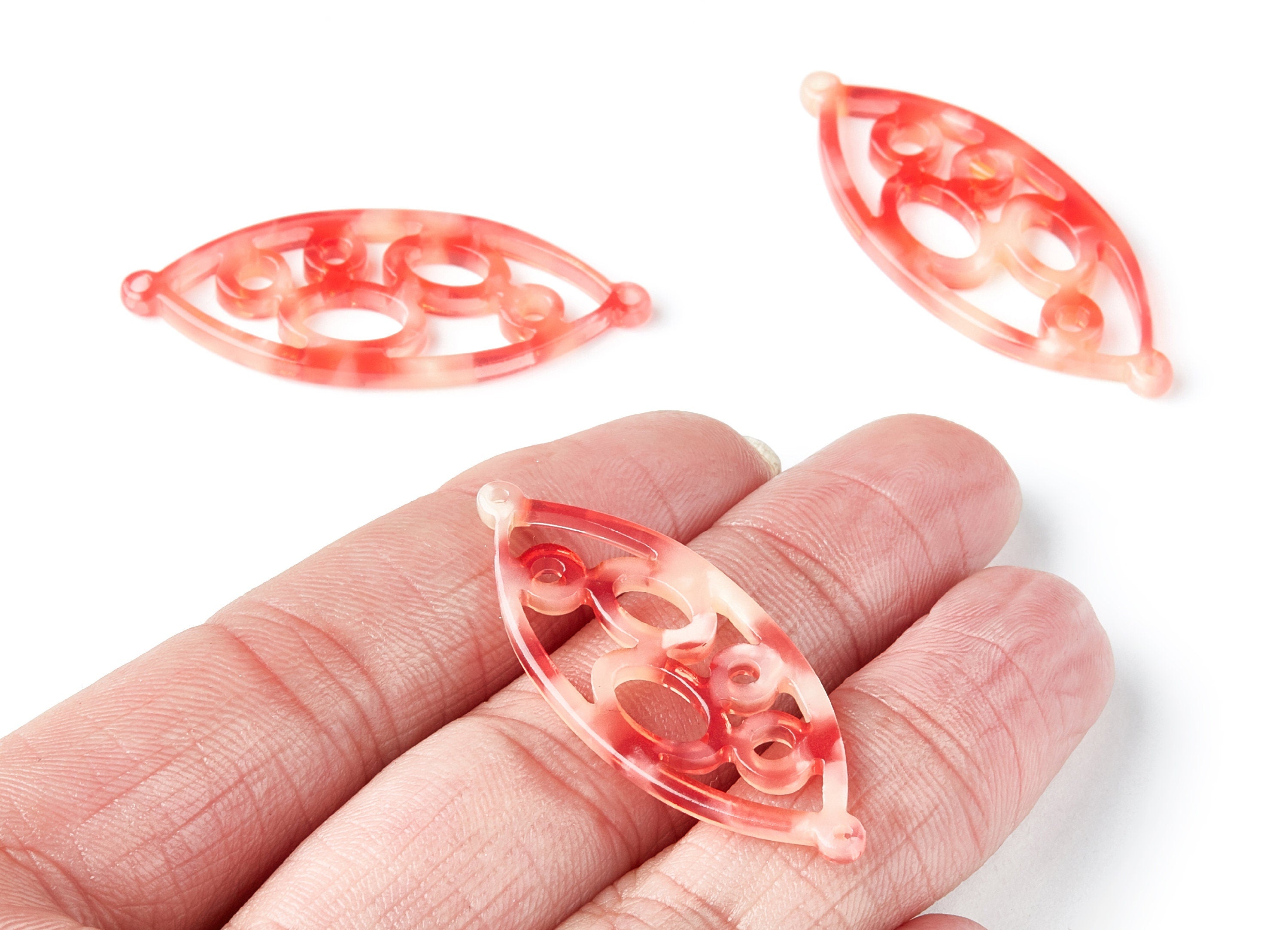 Acetate Leaf Earring Charms - Leaf Shaped Pendant - Earring Findings - Jewelry Supplies - 43.78x18x2.84mm - AC1372F - DOMEDBAZAAR