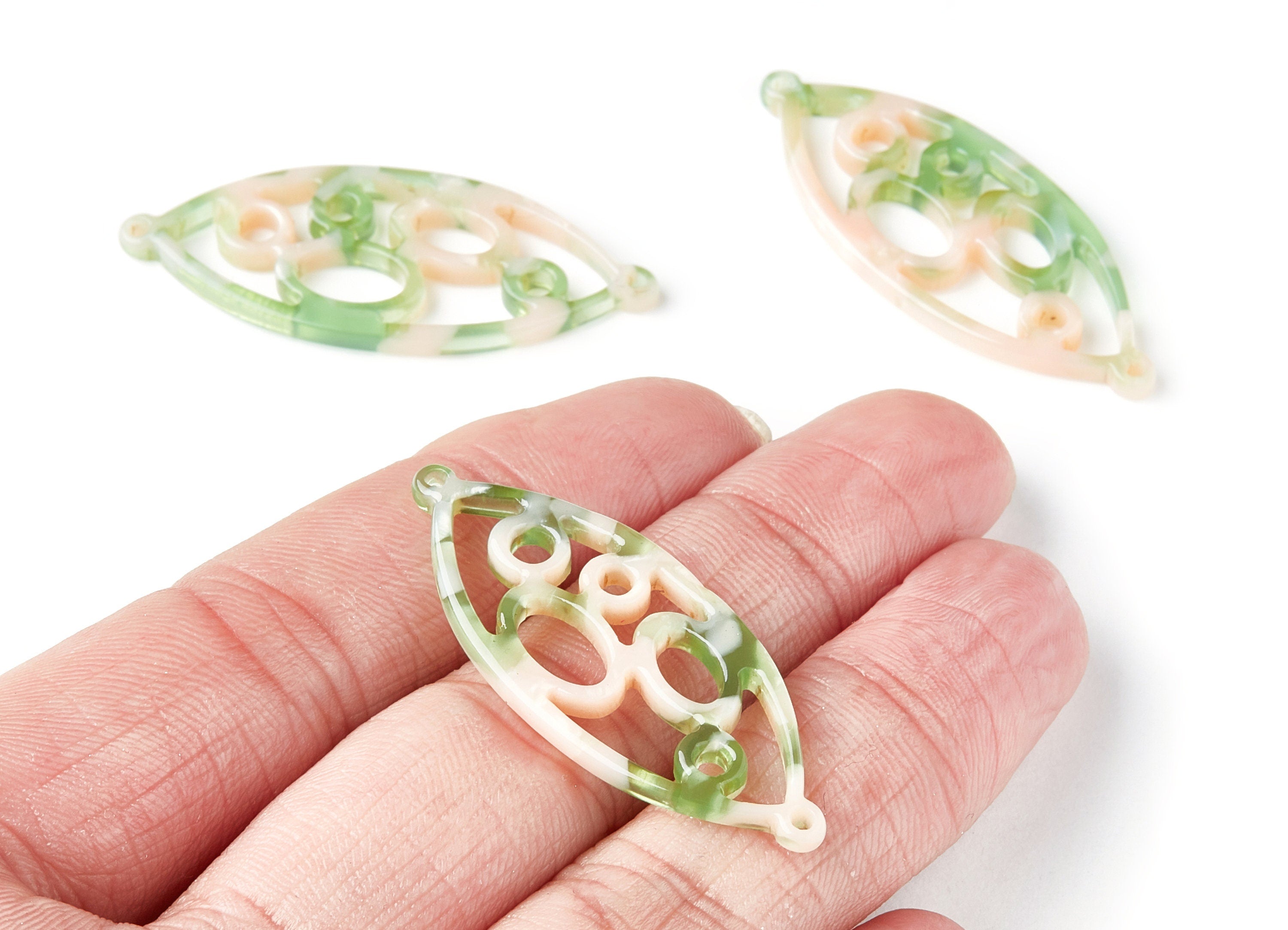 Acetate Leaf Earring Charms - Leaf Shaped Pendant - Earring Findings - Jewelry Supplies - 43.78x18x2.84mm - AC1372L - DOMEDBAZAAR