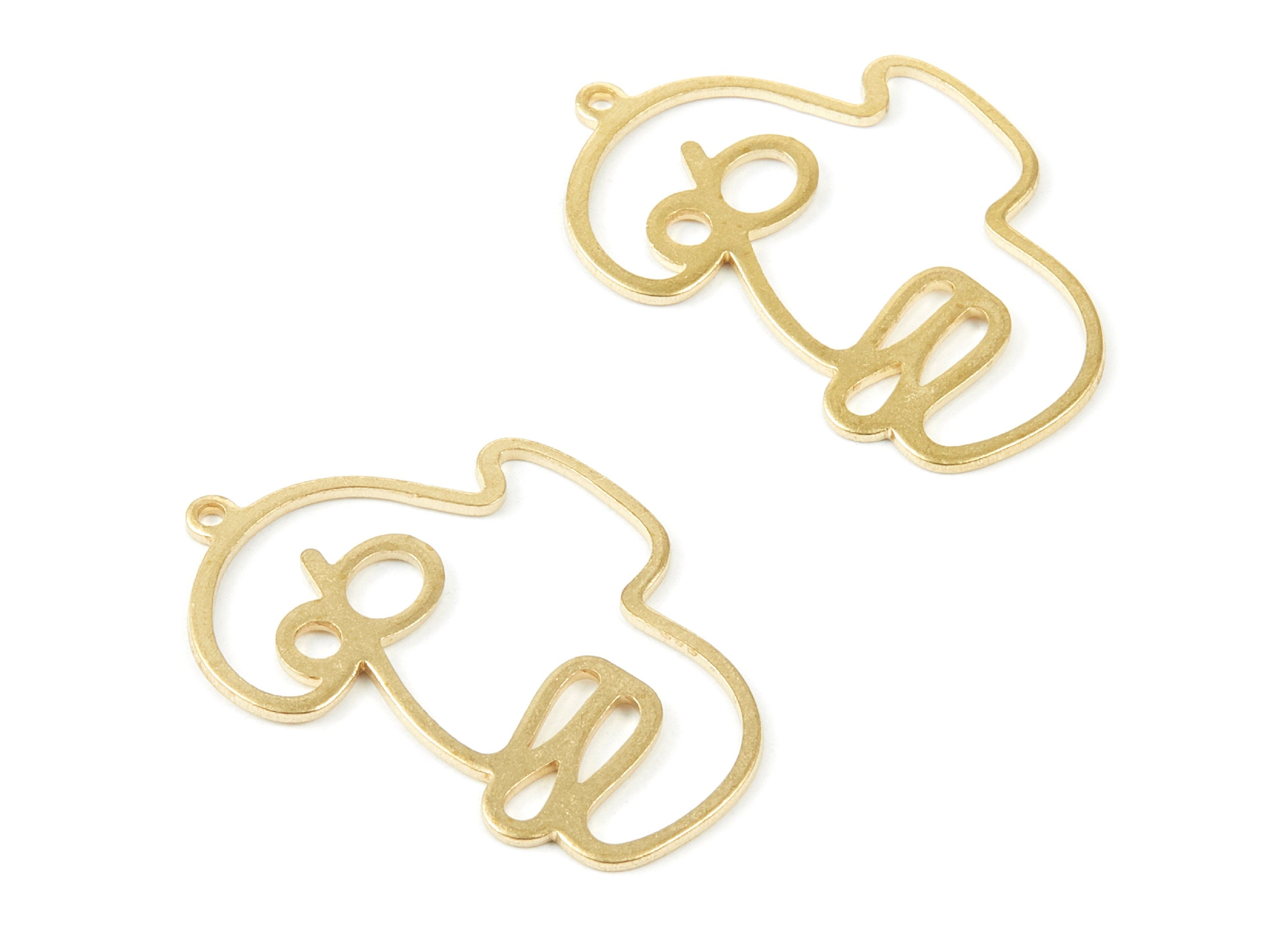 Brass Face Charms - Face Shaped Raw Brass Pendant - Earring Findings - Jewelry Supplies - 35.94x23.93x0.95mm - PP1954 - DOMEDBAZAAR