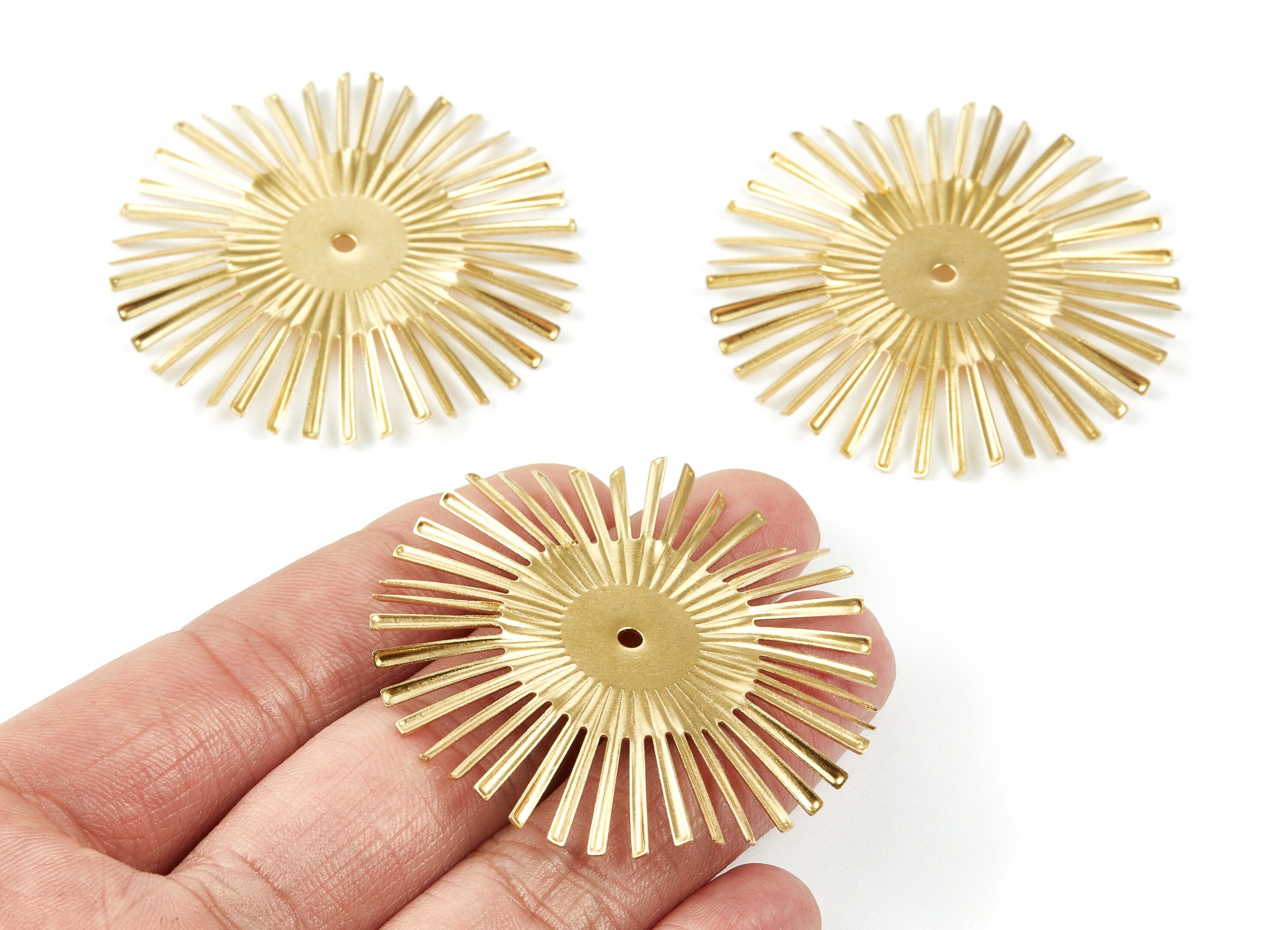 Brass Flower Charms - Flower Shaped Raw Brass Pendant - Earring Findings - Jewelry Supplies - 51.5x51.5x2.5mm - PP1846 - DOMEDBAZAAR