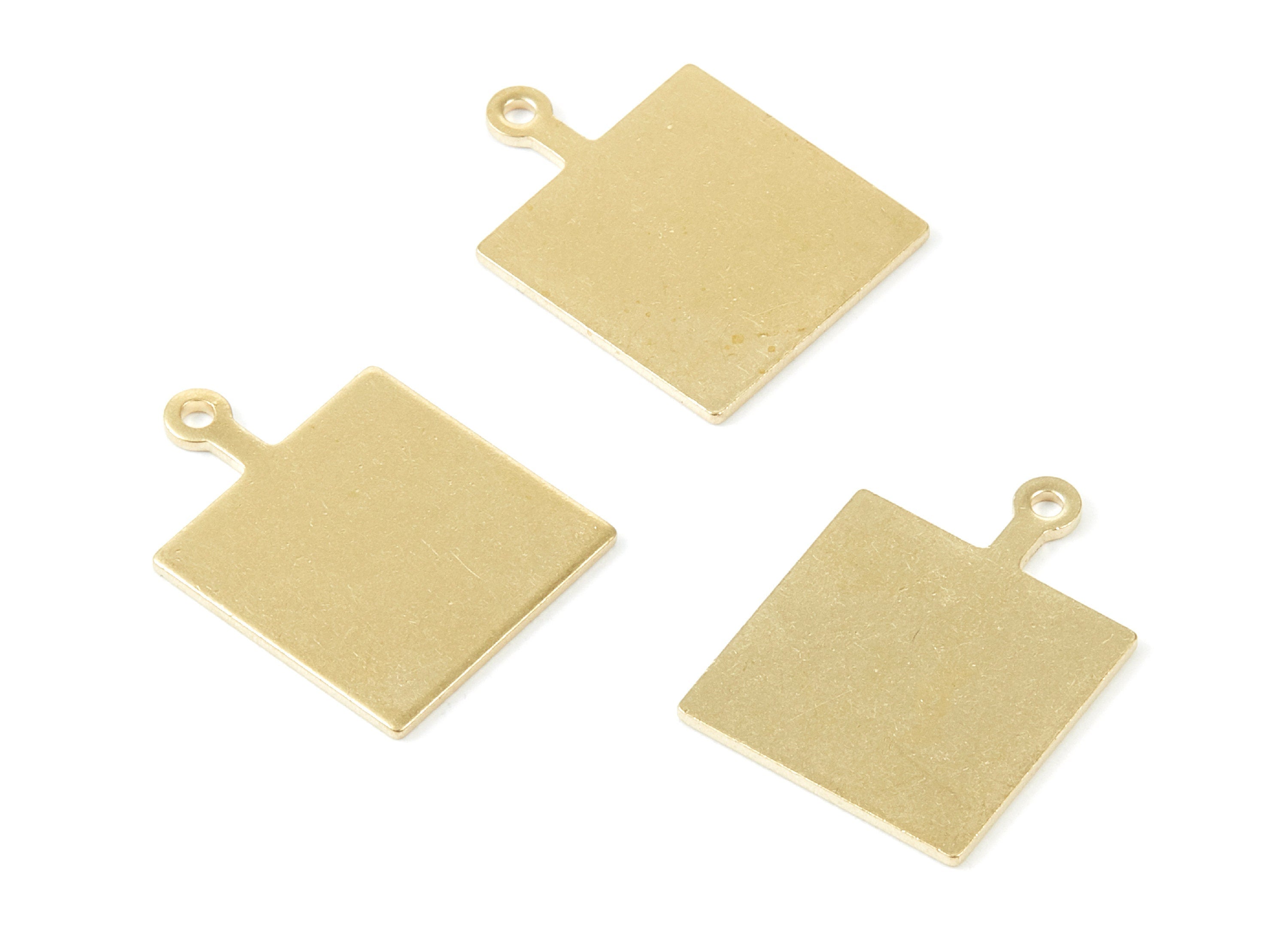 Brass Square Charms - Square Shpaed Raw Brass Pendant - Earring Findings - Jewelry Supplies - 24.48x18x1mm- PP1869 - DOMEDBAZAAR
