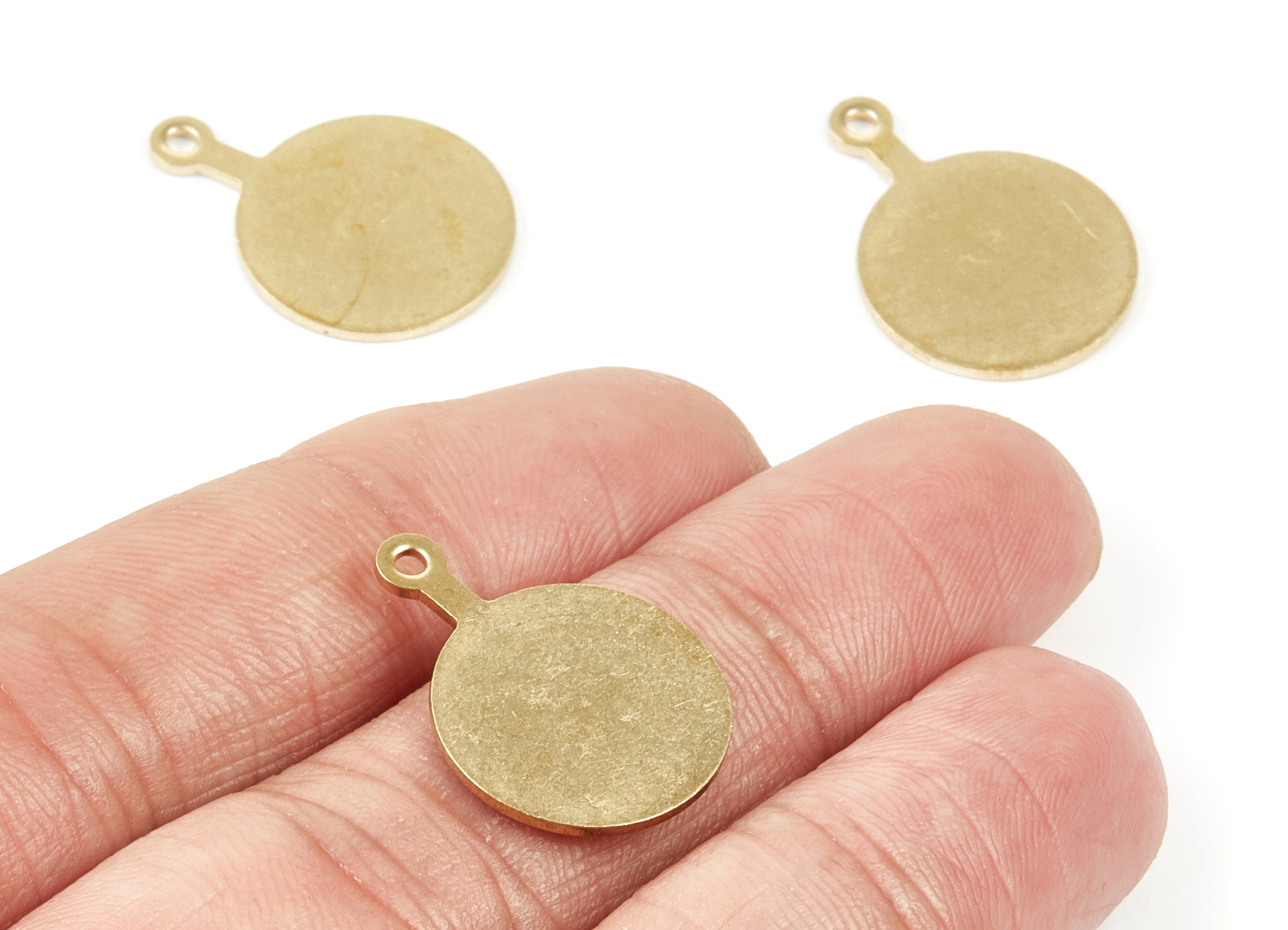 Brass Circle Charms - Circle Shpaed Raw Brass Pendant - Geometric Pendant - Jewelry Supplies - 22.5x15.94x1mm - PP1870 - DOMEDBAZAAR