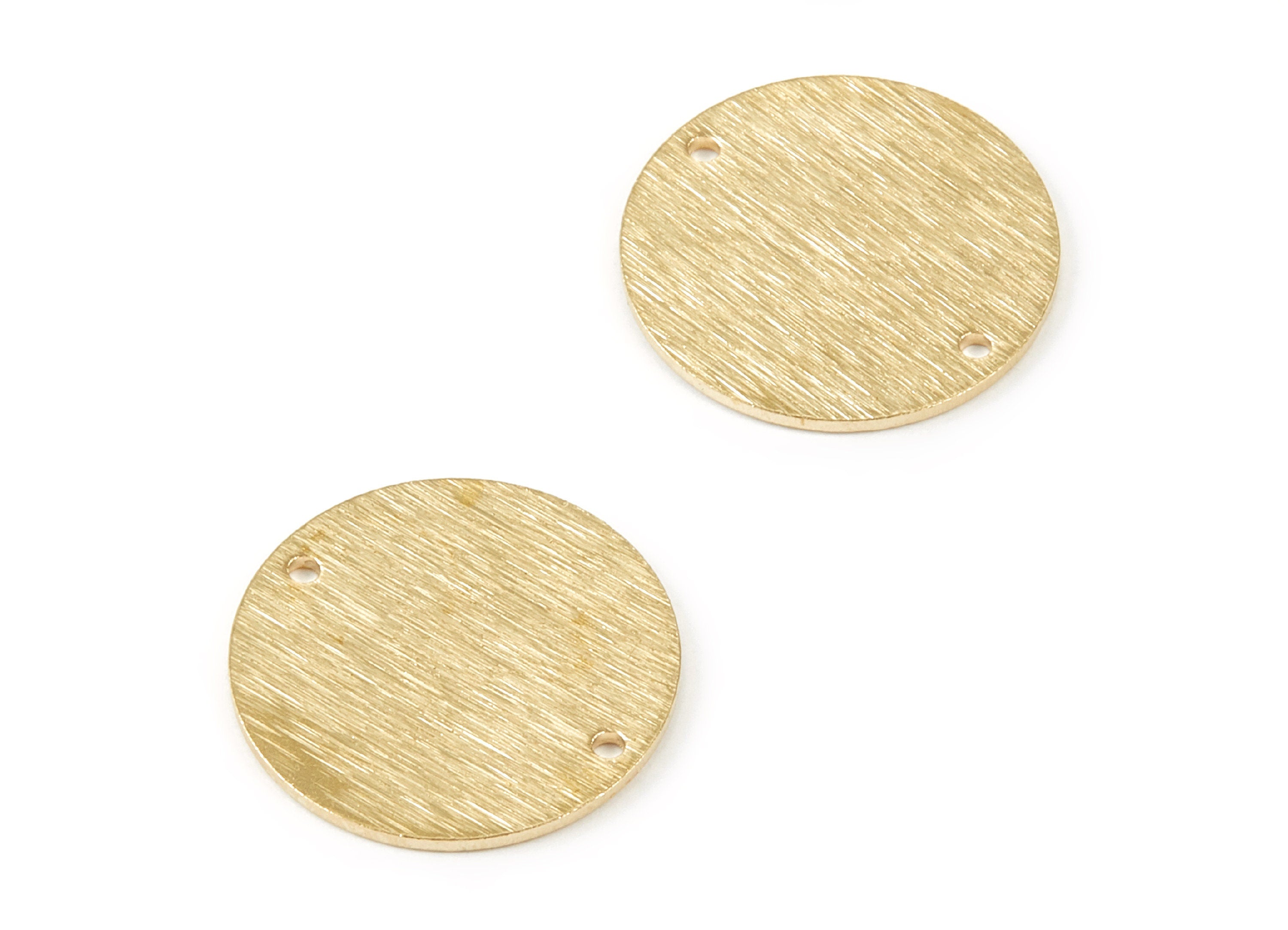 Brass Textured Round Charms - Textured Round Shaped Raw Brass Connector with 2 Holes - Jewelry Supplies - 21x21x1mm - PP1885 - DOMEDBAZAAR
