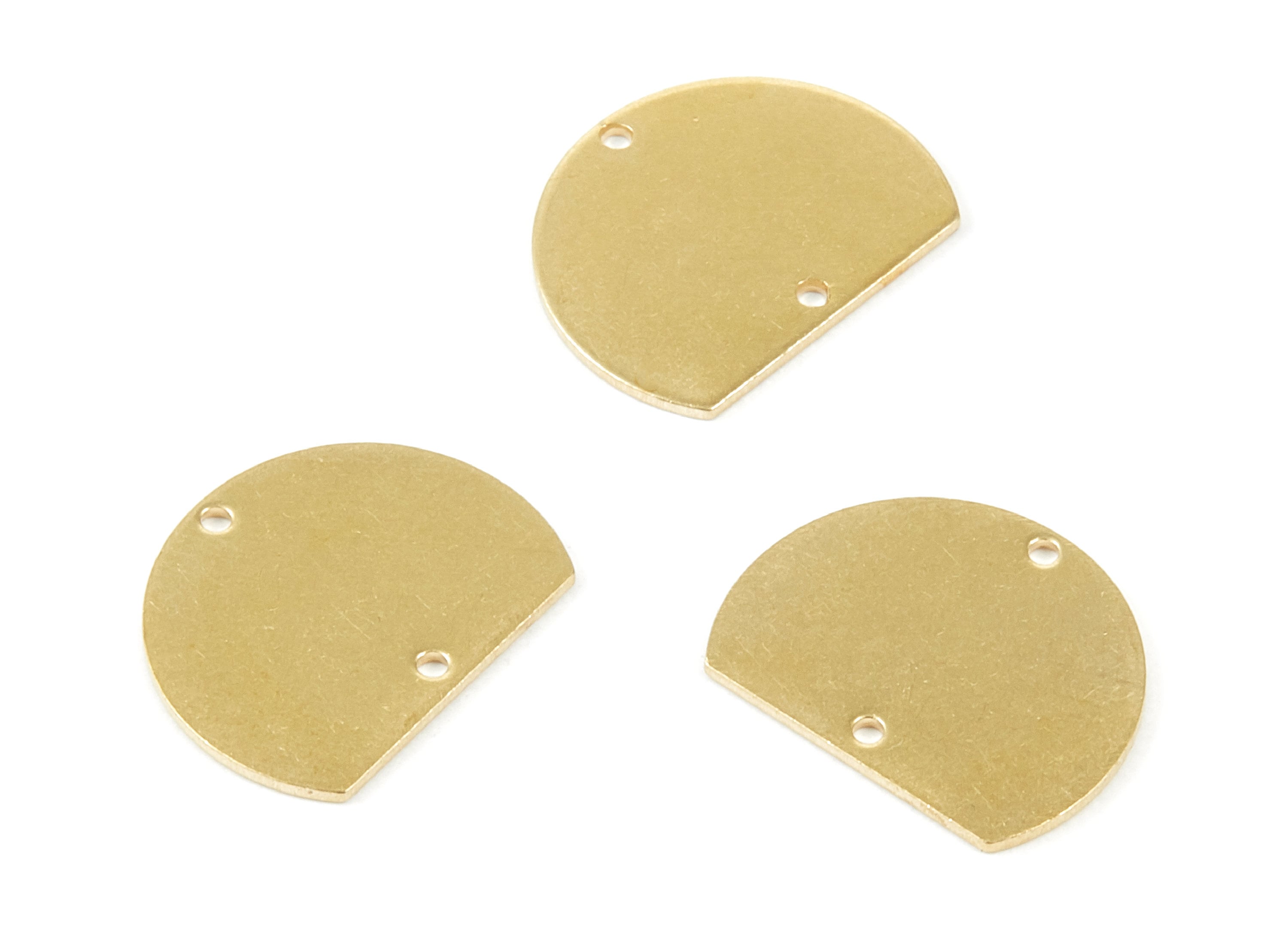 Personalized stamping blank - Brass Half Round Charms - Half Round Shaped Raw Brass Connector with 2 Holes - 18.5x14.75x0.8mm - PP1810 - DOMEDBAZAAR