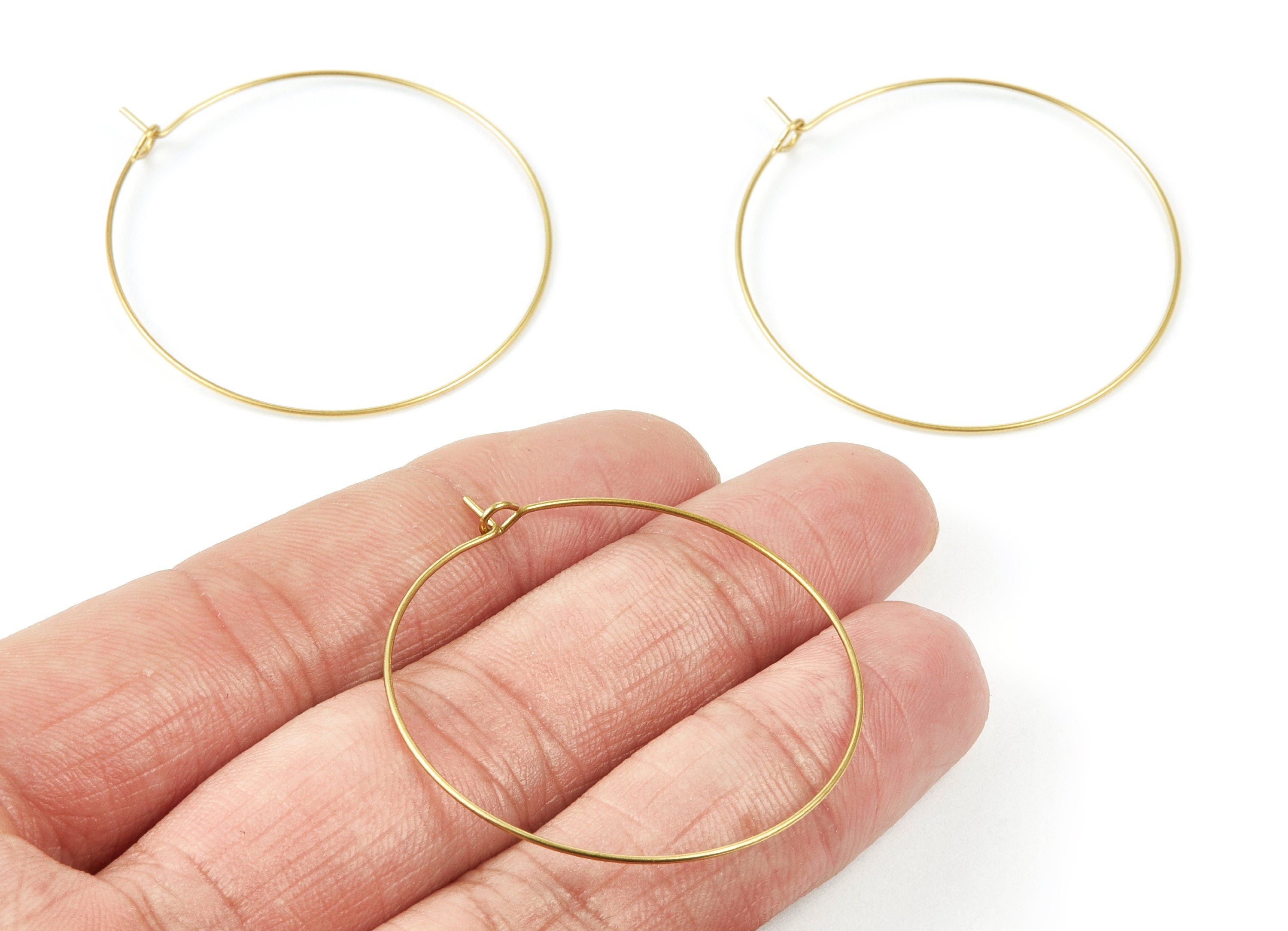 Brass Earring Hoops - Raw Brass Ear Wire 40 - Geometric Earring Findings - Jewelry Supplies - 40x40x0,7mm - PP1505 - DOMEDBAZAAR