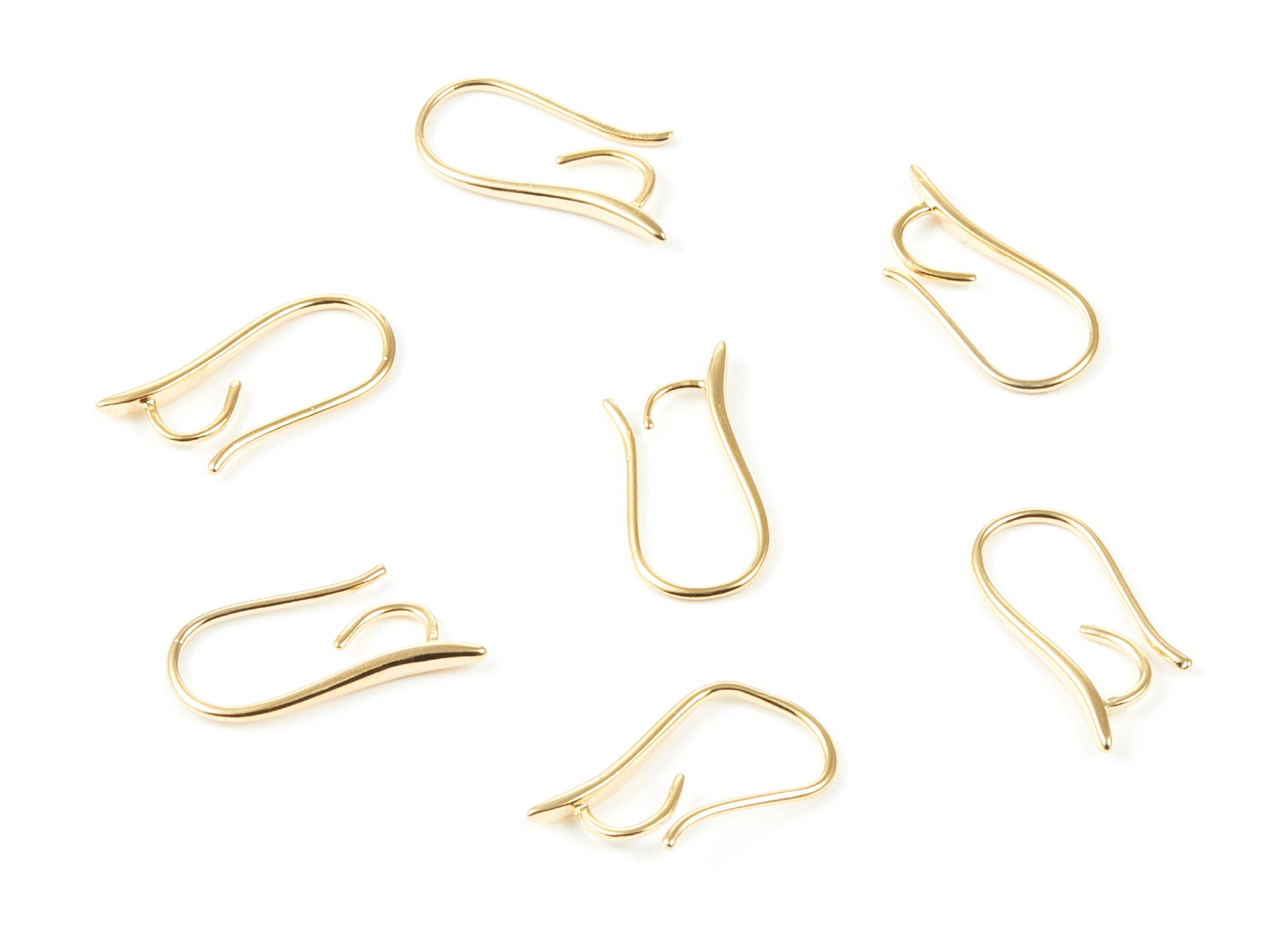 Brass Earring Wires - Brass Earring Hooks - 18K Real Gold Plated Brass Ear Wire - Jewelry Supplies - 14,9x7,9x1,57mm - RGP1029 - DOMEDBAZAAR