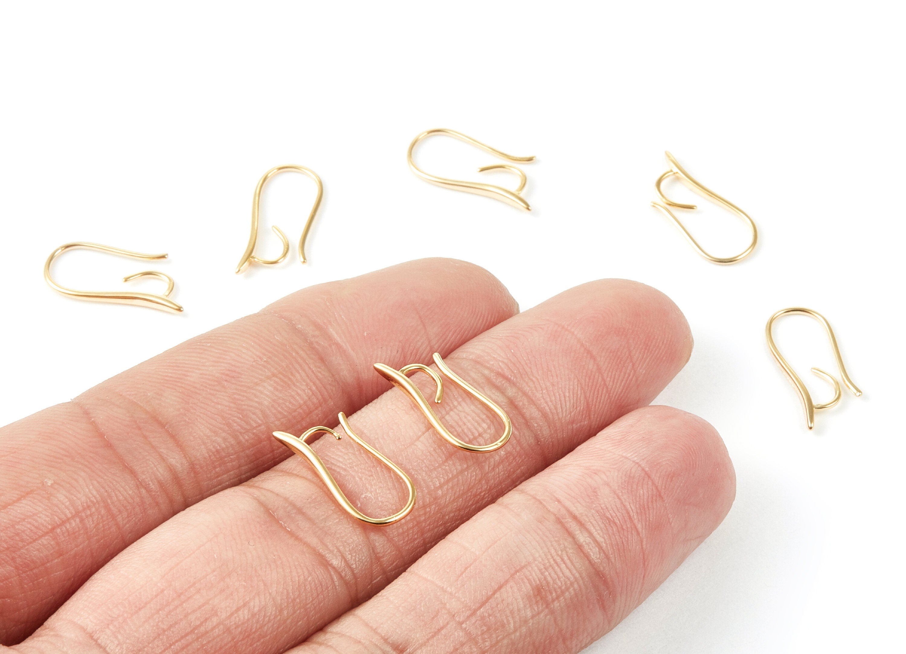 Brass Earring Wires - Brass Earring Hooks - 18K Real Gold Plated Brass Ear Wire - Jewelry Supplies - 14,9x7,9x1,57mm - RGP1029 - DOMEDBAZAAR