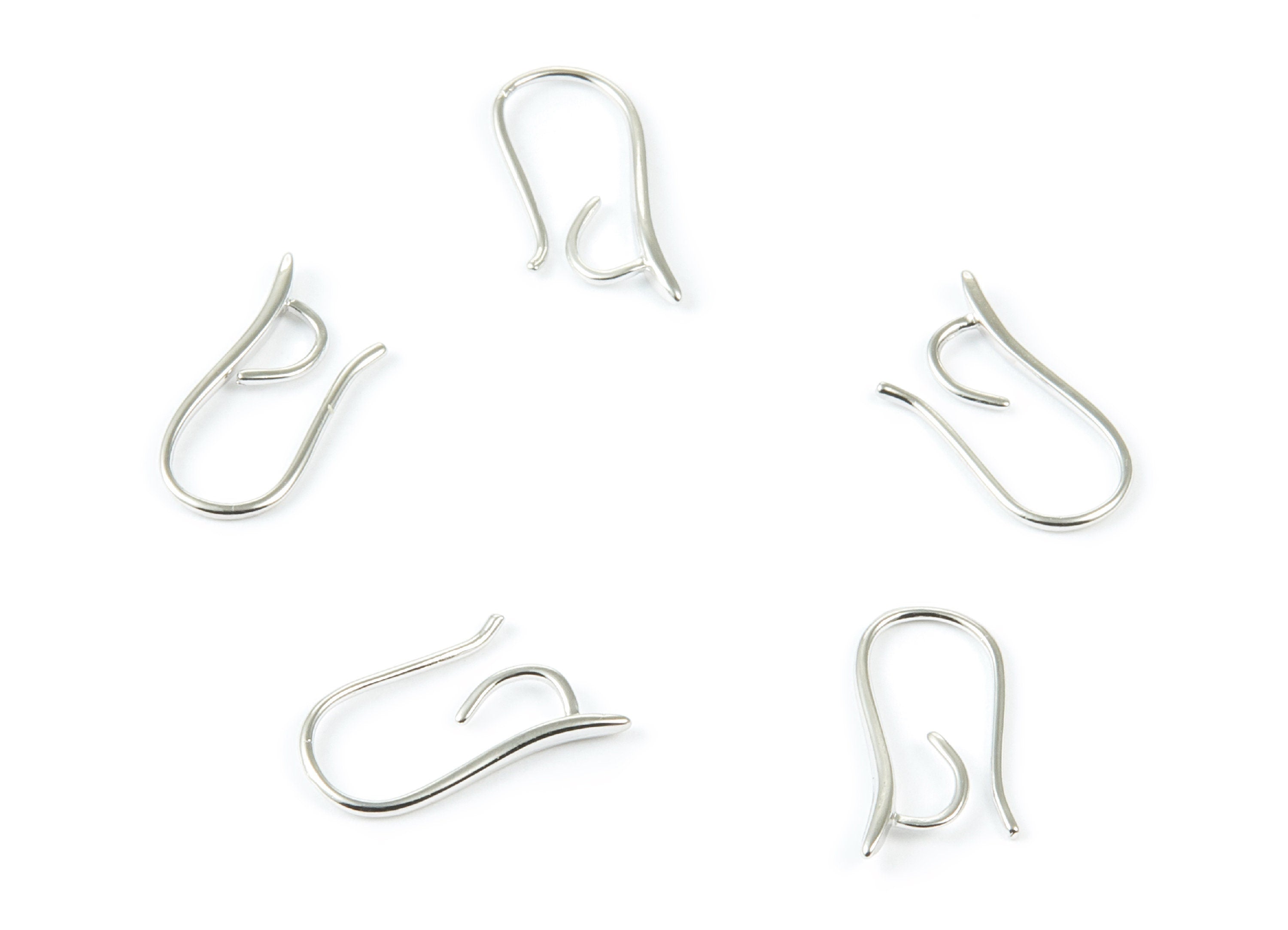 Brass Earring Wires - Brass Earring Hooks - 18K White Gold Plated Earring Wire - Jewelry Supplies - 14,9x7,9x1,57mm - RGP1030 - DOMEDBAZAAR