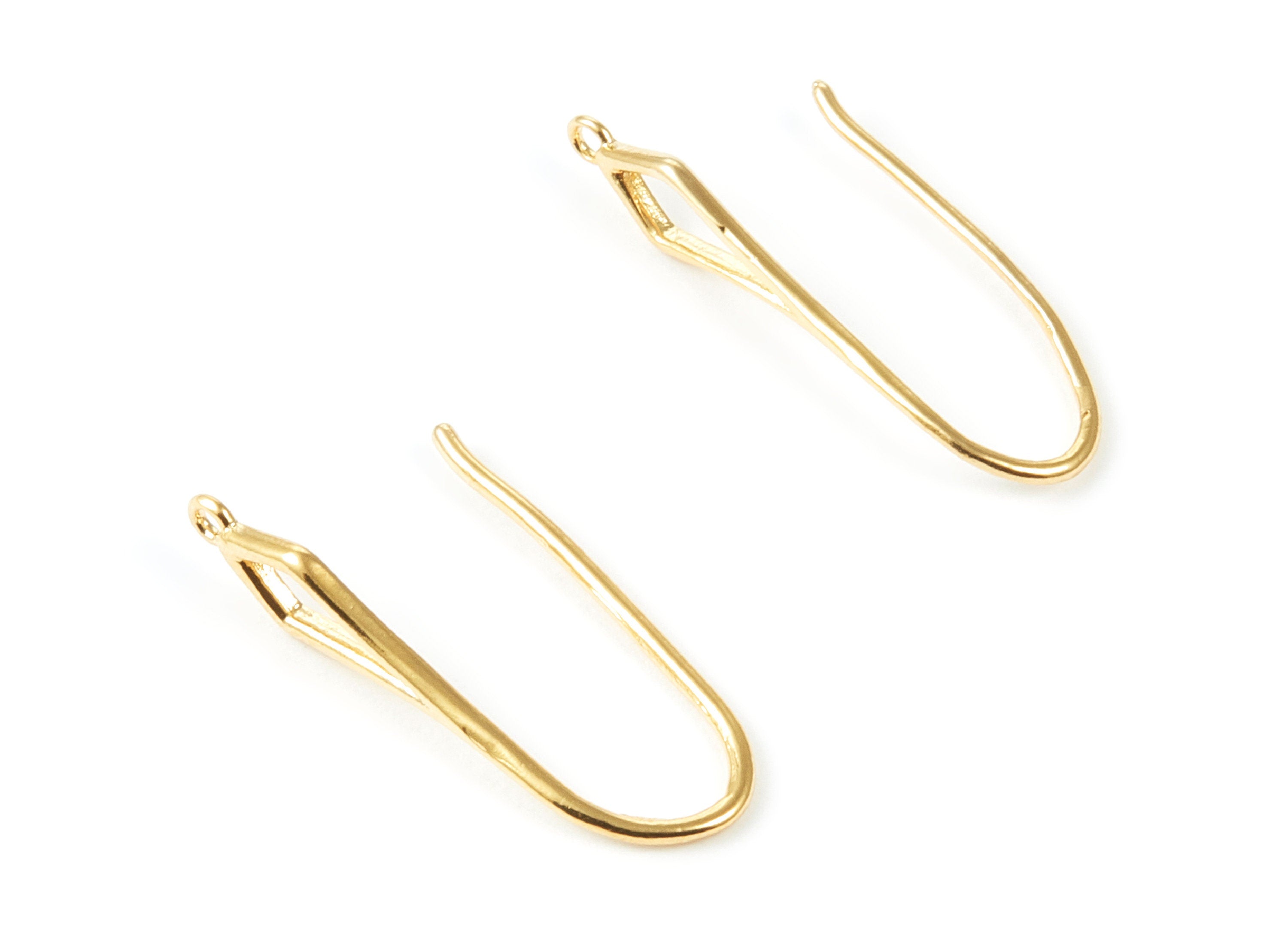 Brass Earring Hooks - Brass Earring Hooks - 18K Real Gold Plated Ear Wire - Jewelry Supplies - 26,72x9x4,93mm - rgp1033 - DOMEDBAZAAR