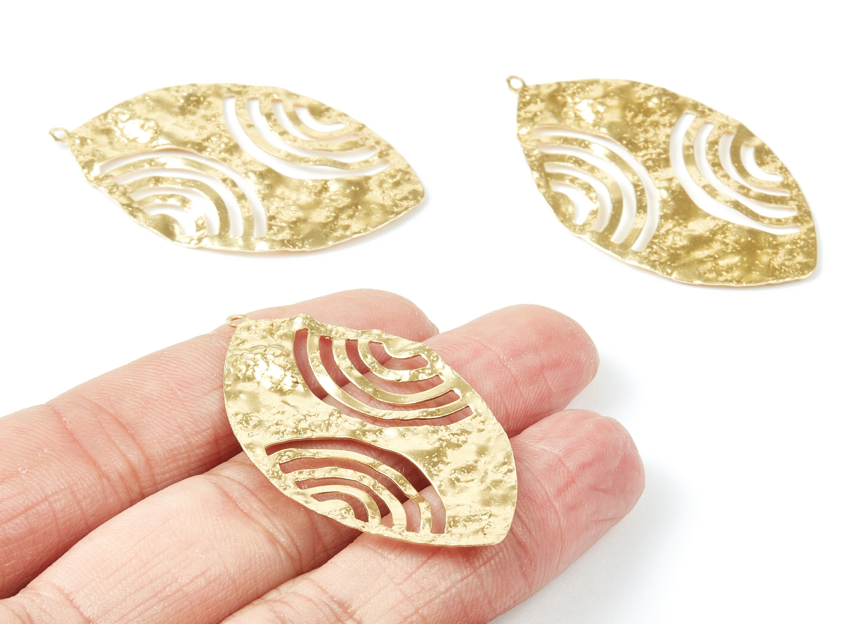 Brass Leaf Charms - Leaf Shaped Raw Brass Pendant - Earring Findings - Jewelry Supplies - 49x28.5x1mm - PP1995 - DOMEDBAZAAR