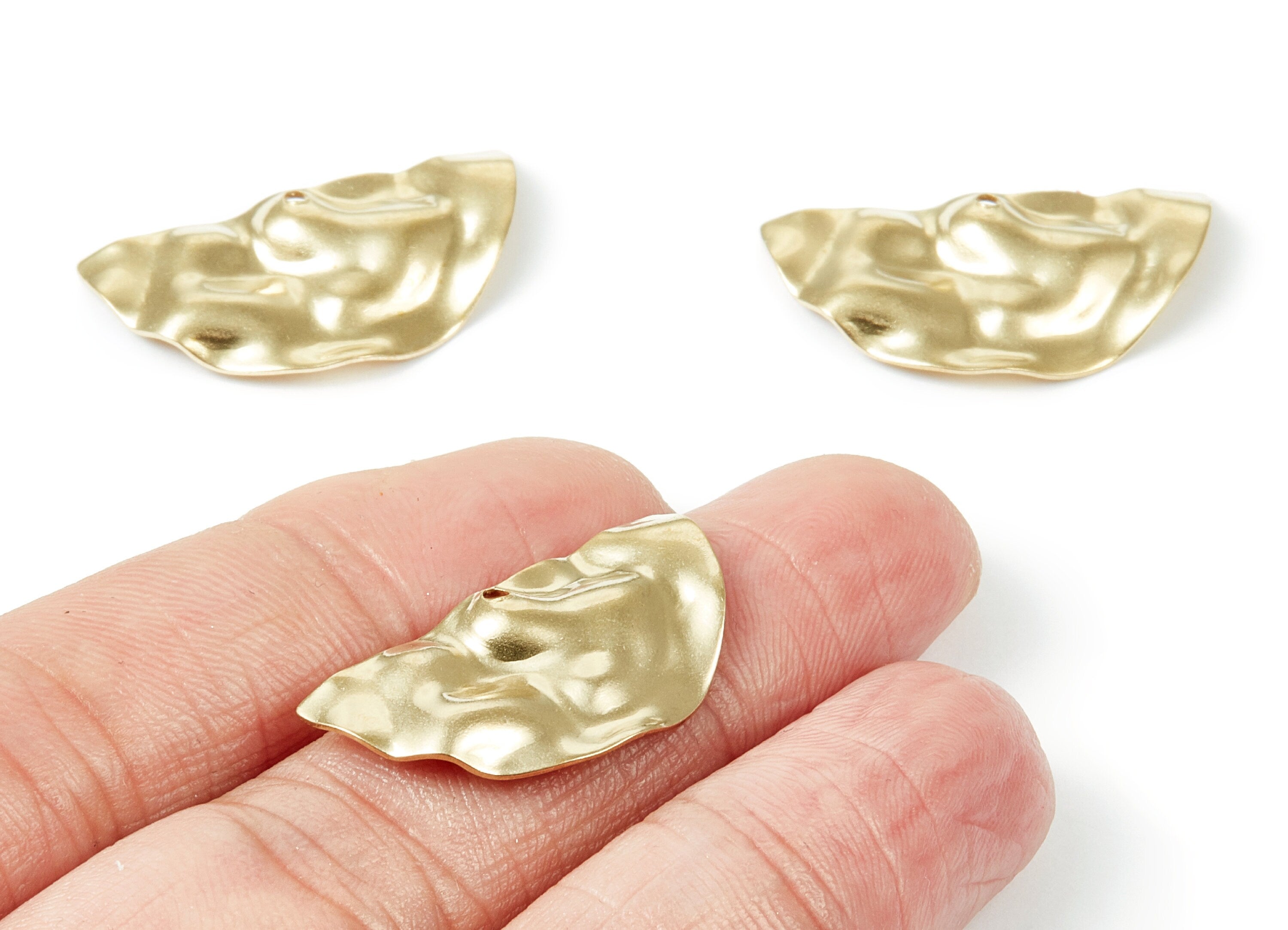 Brass Wavy Half moon Charms - Wavy Half moon Shaped Raw Brass Pendant - Earring Findings - Jewelry Supplies - 29x15x2.72mm - PP1985 - DOMEDBAZAAR
