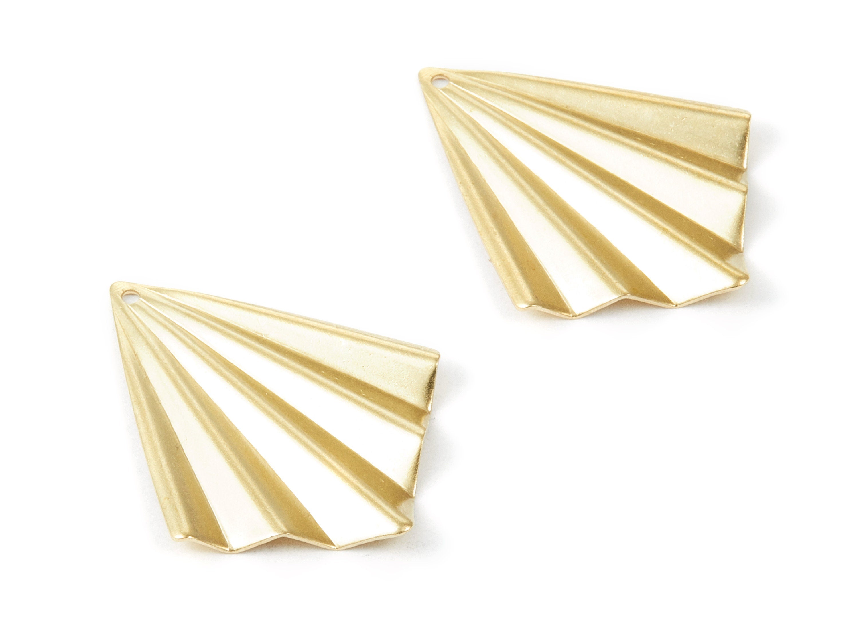 Brass Fan Charms - Fan shaped Raw Brass Pendant - Earring Findings - Jewelry Supplies - 35x27.22x2.45mm - PP1957 - DOMEDBAZAAR