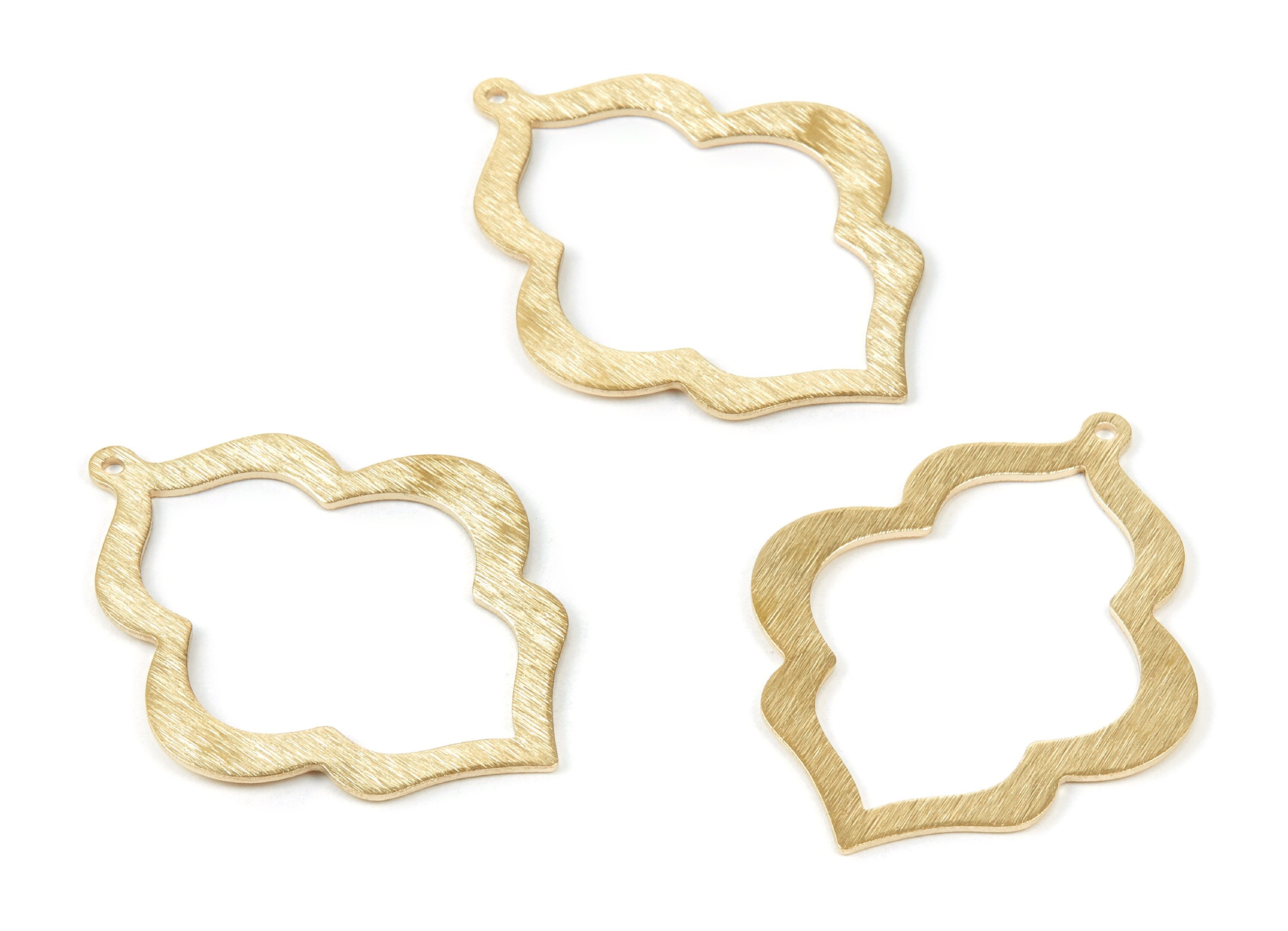 Brass Geometric Charms - Textured Geometric shaped Raw Brass Pendant - Earring Findings - Jewelry Supplies - 49x37.8x1mm - PP1836 - DOMEDBAZAAR