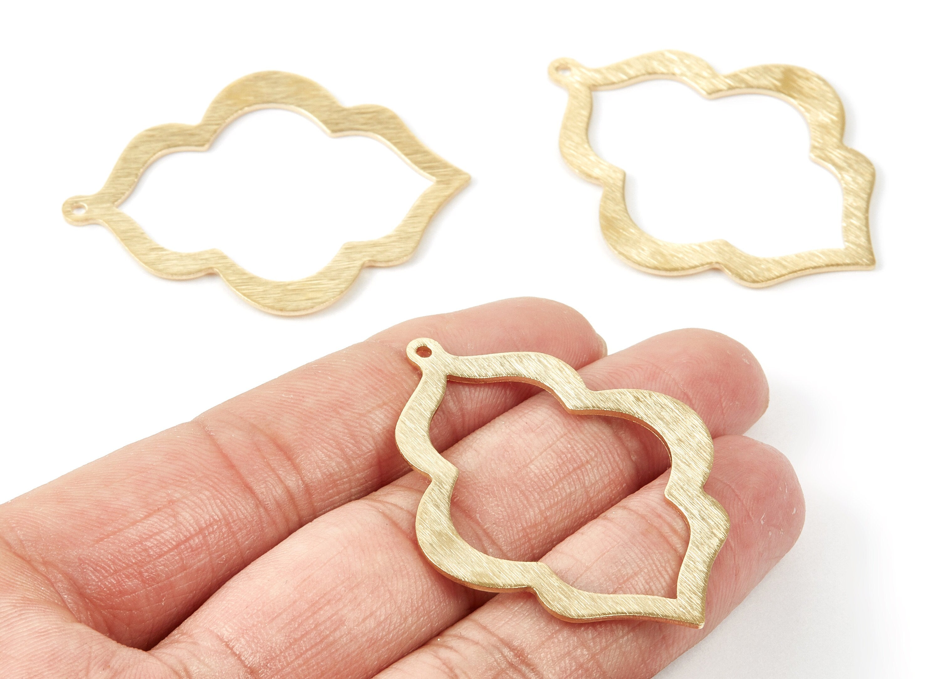 Brass Geometric Charms - Textured Geometric shaped Raw Brass Pendant - Earring Findings - Jewelry Supplies - 49x37.8x1mm - PP1836 - DOMEDBAZAAR