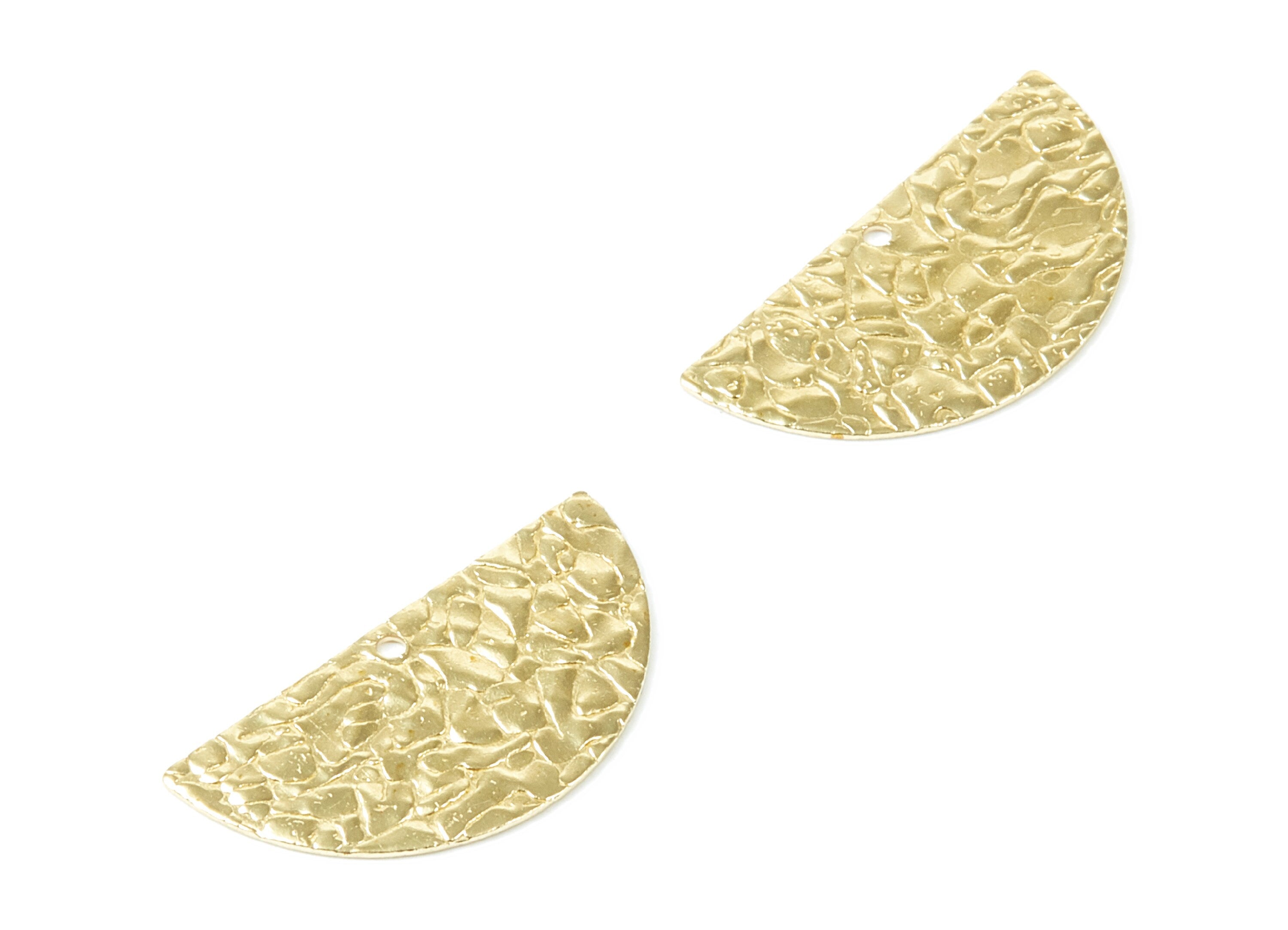 Brass Half moon Charms - Fish Scale Textured Semi Circle Raw Brass Pendant - Earring Findings - Jewelry Supplies - 25x12.5x0.66mm - PP2082 - DOMEDBAZAAR