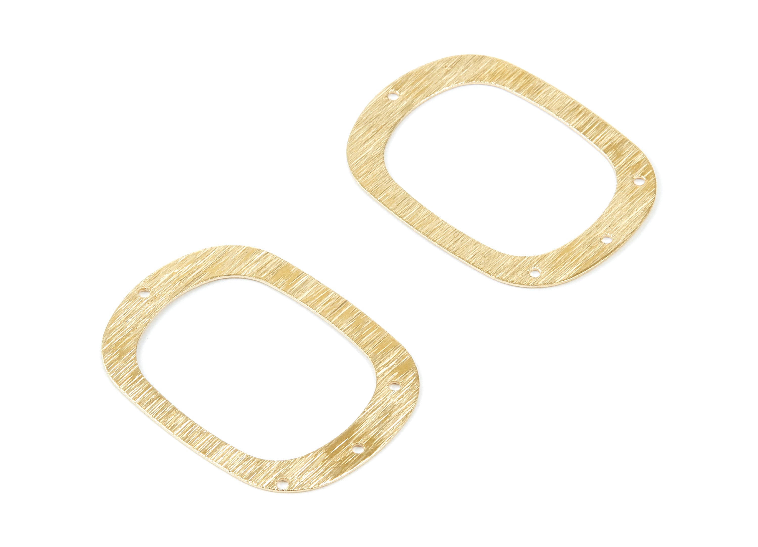 Brass Textured Oval Charms - Textured Oval Shaped Raw Brass Connector with 4 Holes - Jewelry Supplies - 36x27,05x0,6mm - PP1988 - DOMEDBAZAAR