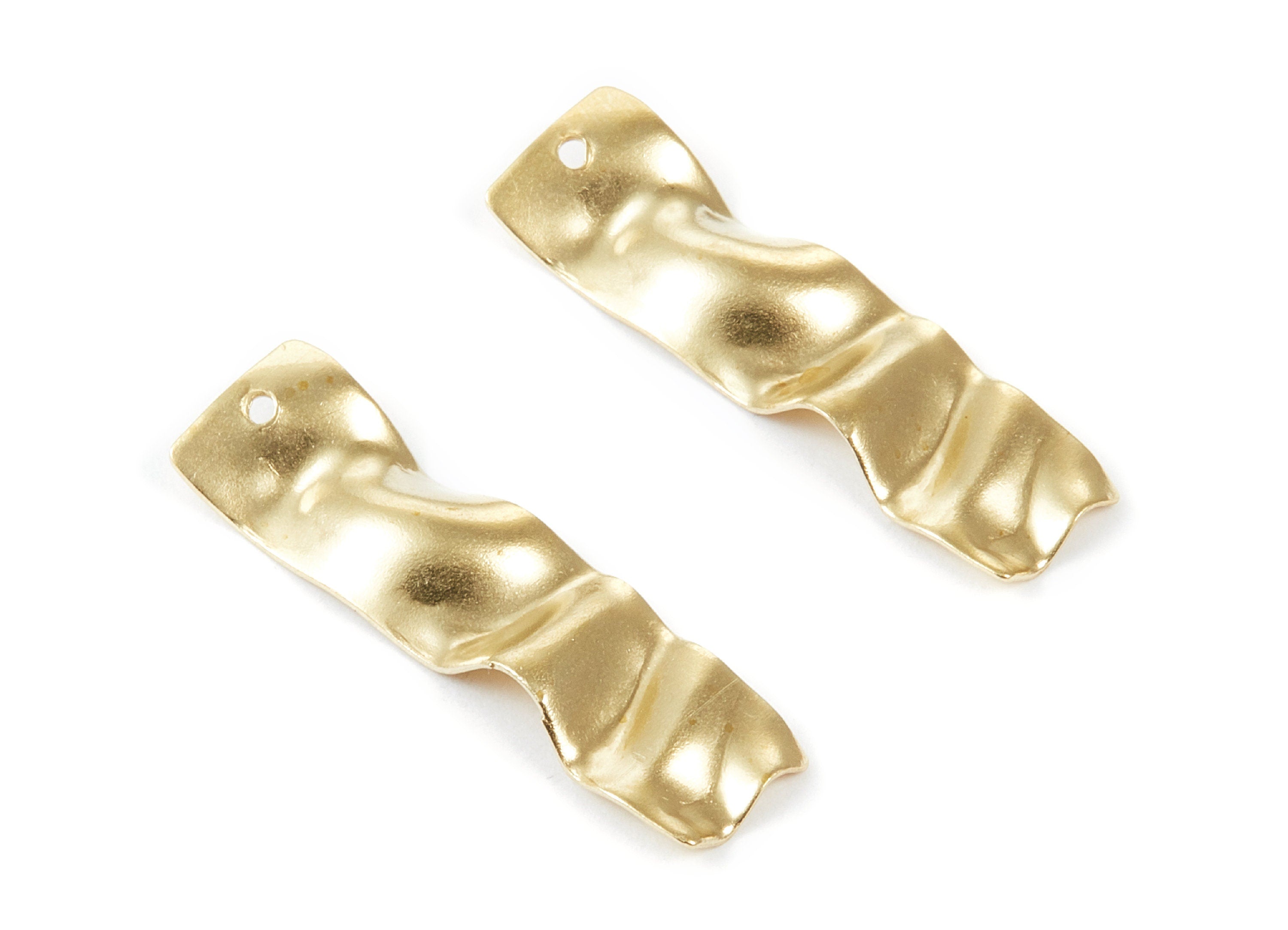 Brass Wavy Rectangle Charms - Rectangle Shaped Raw Brass Pendant - Earring Findings - Jewelry Supplies - 35.8x9.76x0.54mm - PP2077 - DOMEDBAZAAR