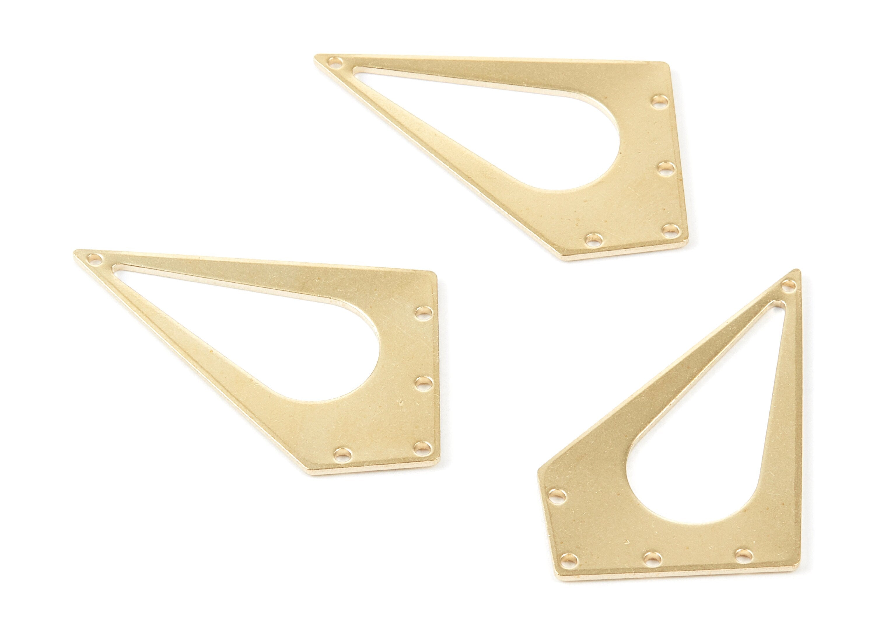 Brass Rhombus Charms - Rhombus Shaped Raw Brass Connector with 5 Holes - Jewelry Supplies - 33.68x23.59x1mm - PP2080 - DOMEDBAZAAR