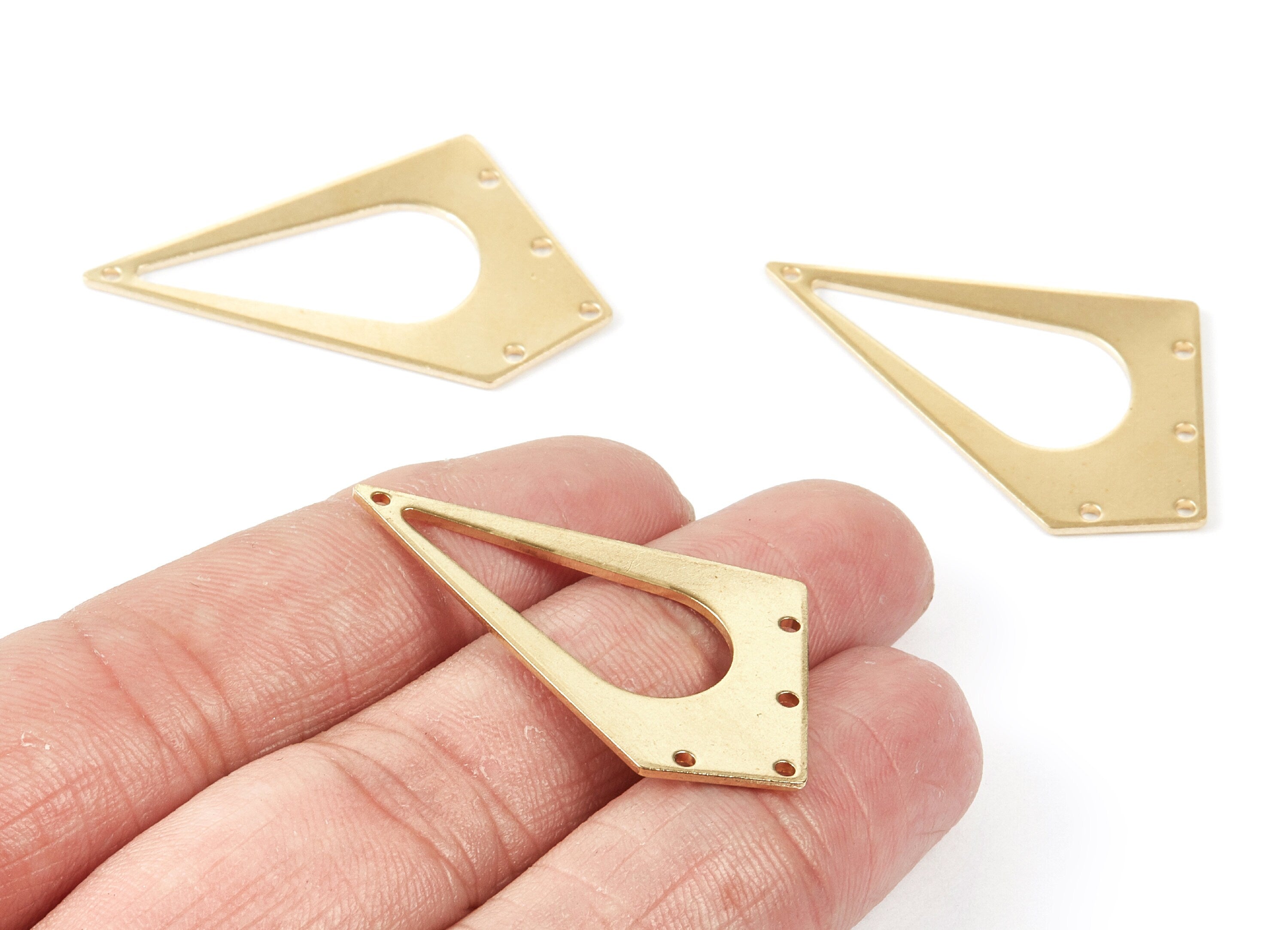 Brass Rhombus Charms - Rhombus Shaped Raw Brass Connector with 5 Holes - Jewelry Supplies - 33.68x23.59x1mm - PP2080 - DOMEDBAZAAR