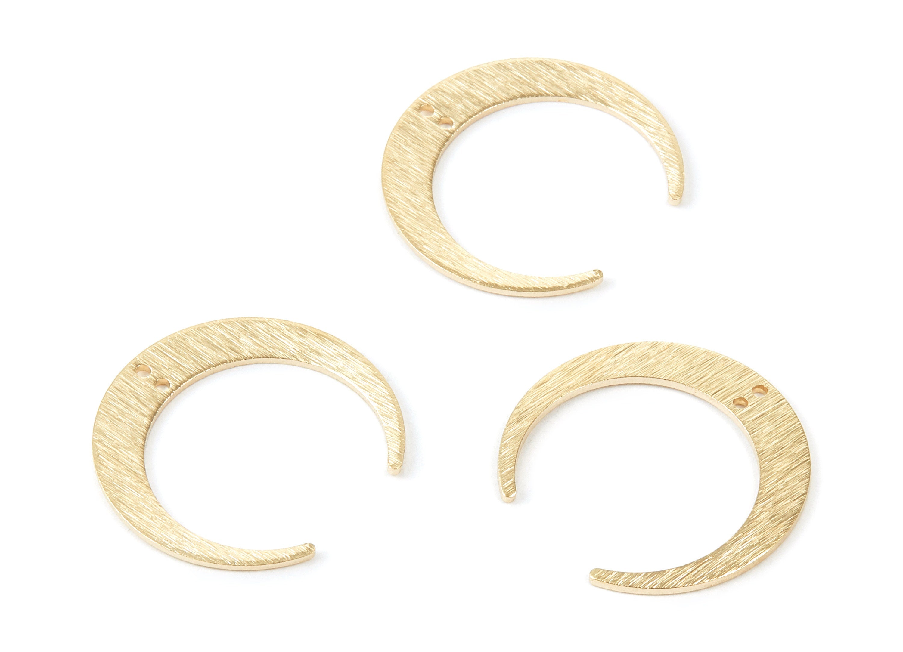 Brass Moon Charms - Moon Shaped Raw Brass Connector with 2 Hole - Jewelry Supplies - 27.15x25.82x1mm - PP1884 - DOMEDBAZAAR