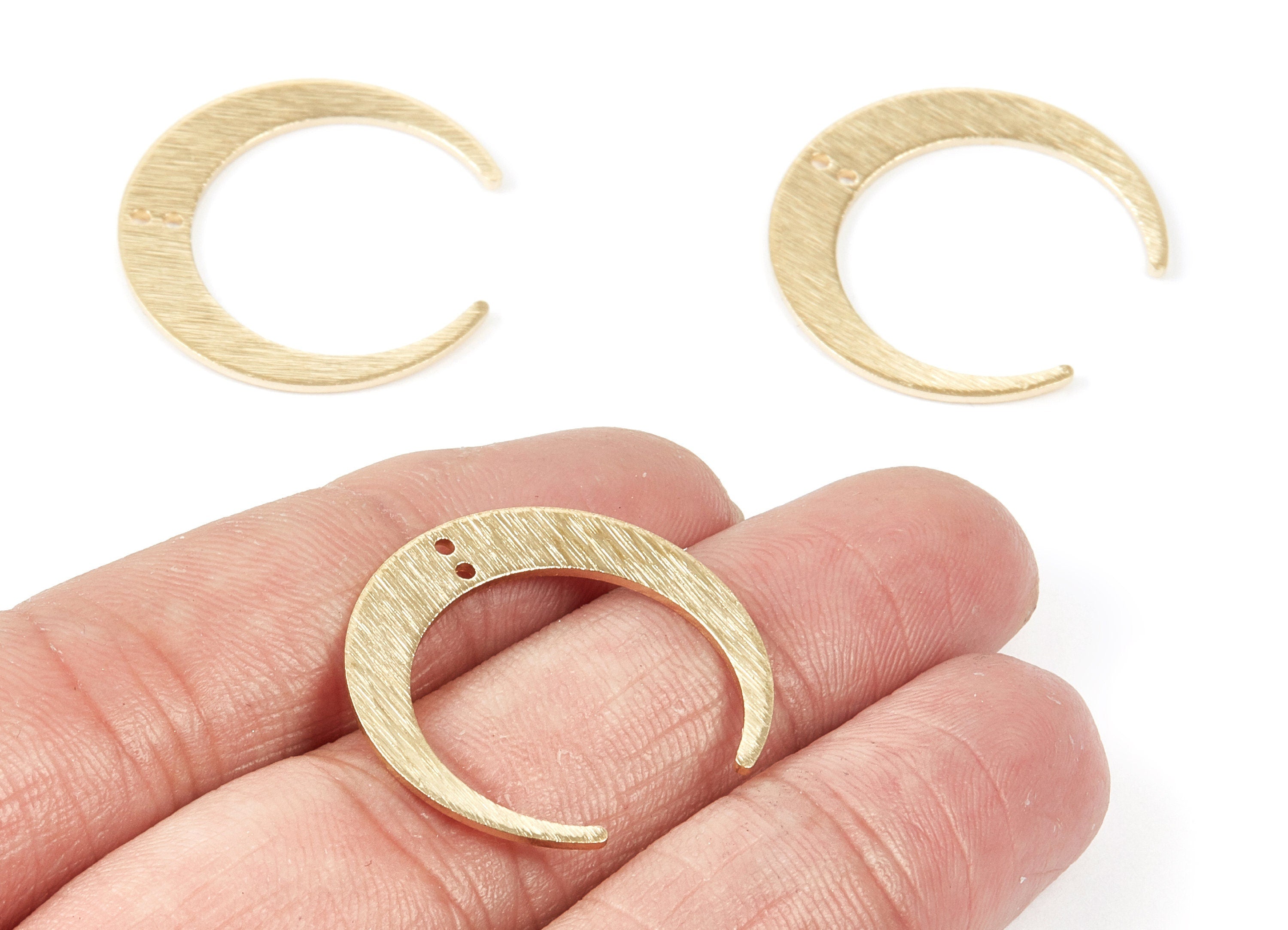 Brass Moon Charms - Moon Shaped Raw Brass Connector with 2 Hole - Jewelry Supplies - 27.15x25.82x1mm - PP1884 - DOMEDBAZAAR