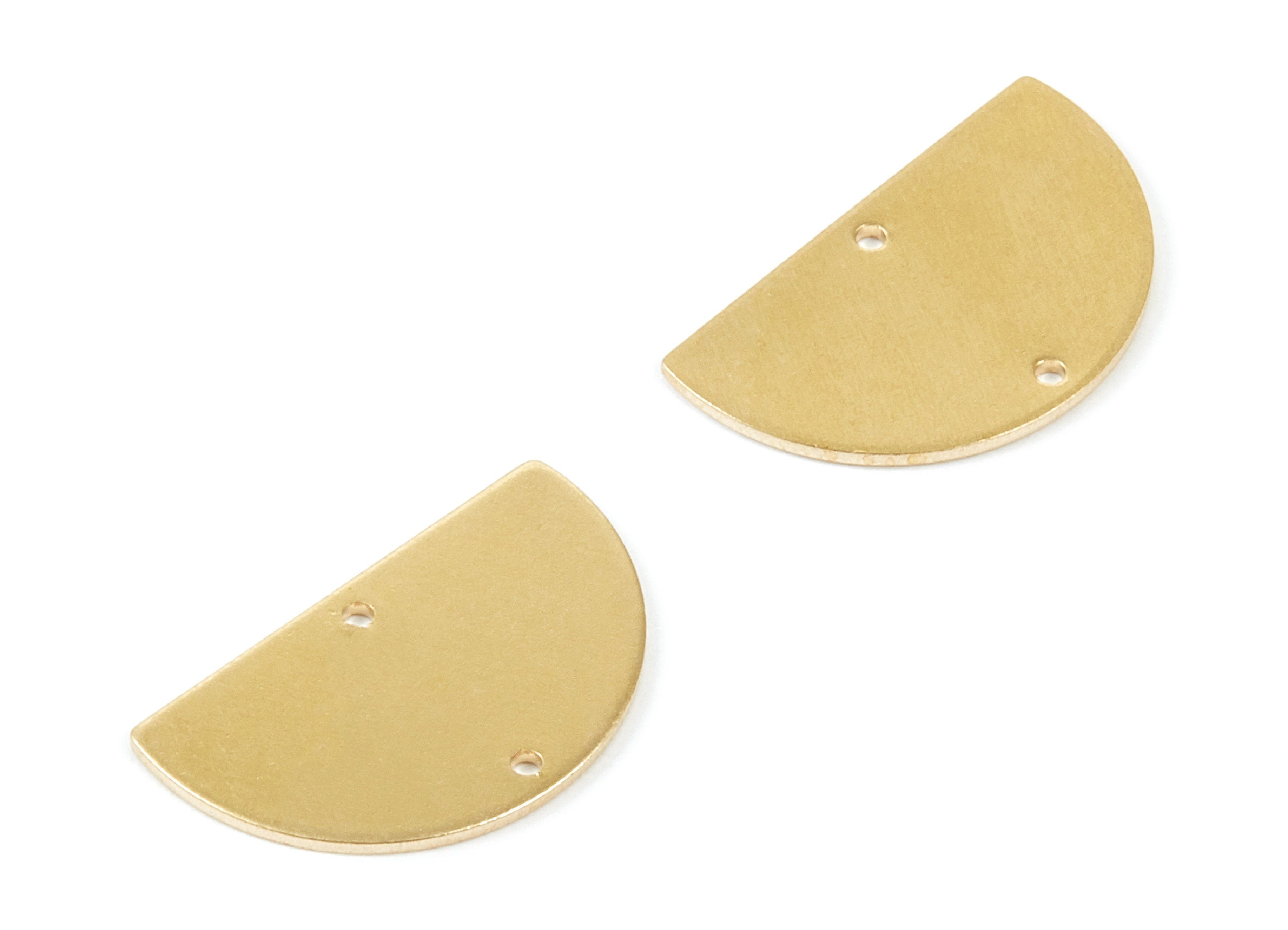Personalized stamping blank - Brass Half Round Charms - Half Round Shaped Raw Brass Connector with 2 Holes - 21,4x12,9x0,81mm - PP1819 - DOMEDBAZAAR