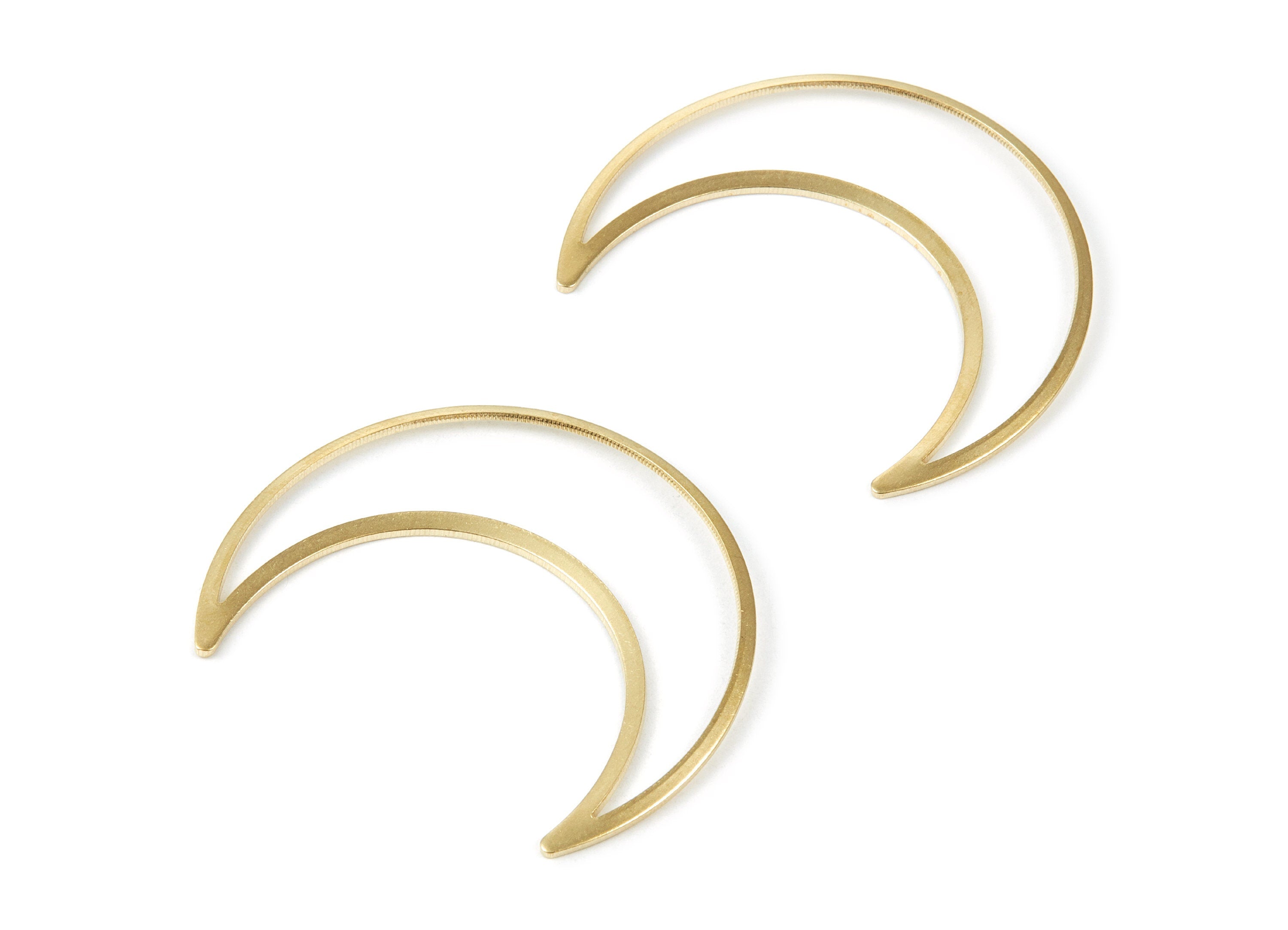 Brass Moon Charms - Crescent Moon Shaped Raw Brass Pedants - Earring Findings - Jewelry Supplies - 50x41x0.94mm - PP2069 - DOMEDBAZAAR