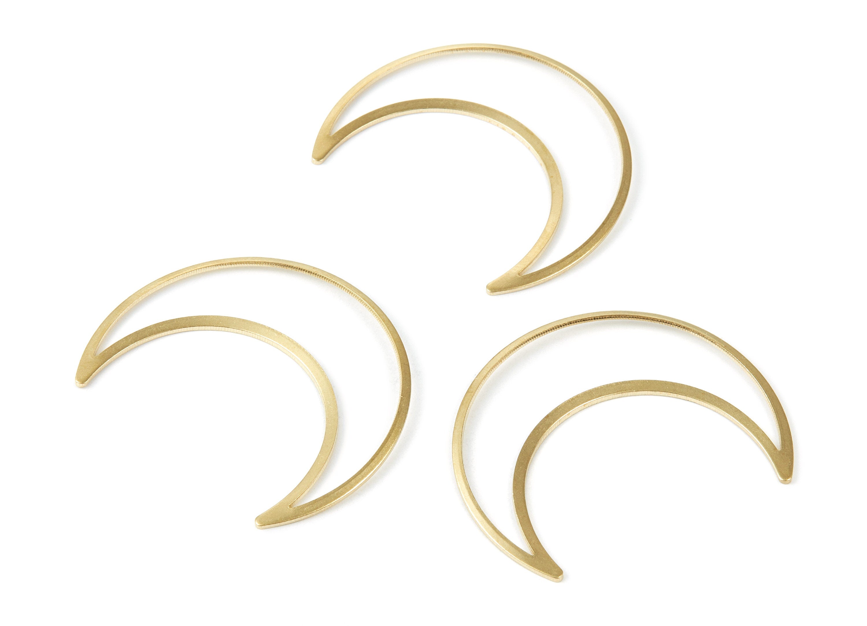 Brass Moon Charms - Crescent Moon Shaped Raw Brass Pedants - Earring Findings - Jewelry Supplies - 50x41x0.94mm - PP2069 - DOMEDBAZAAR