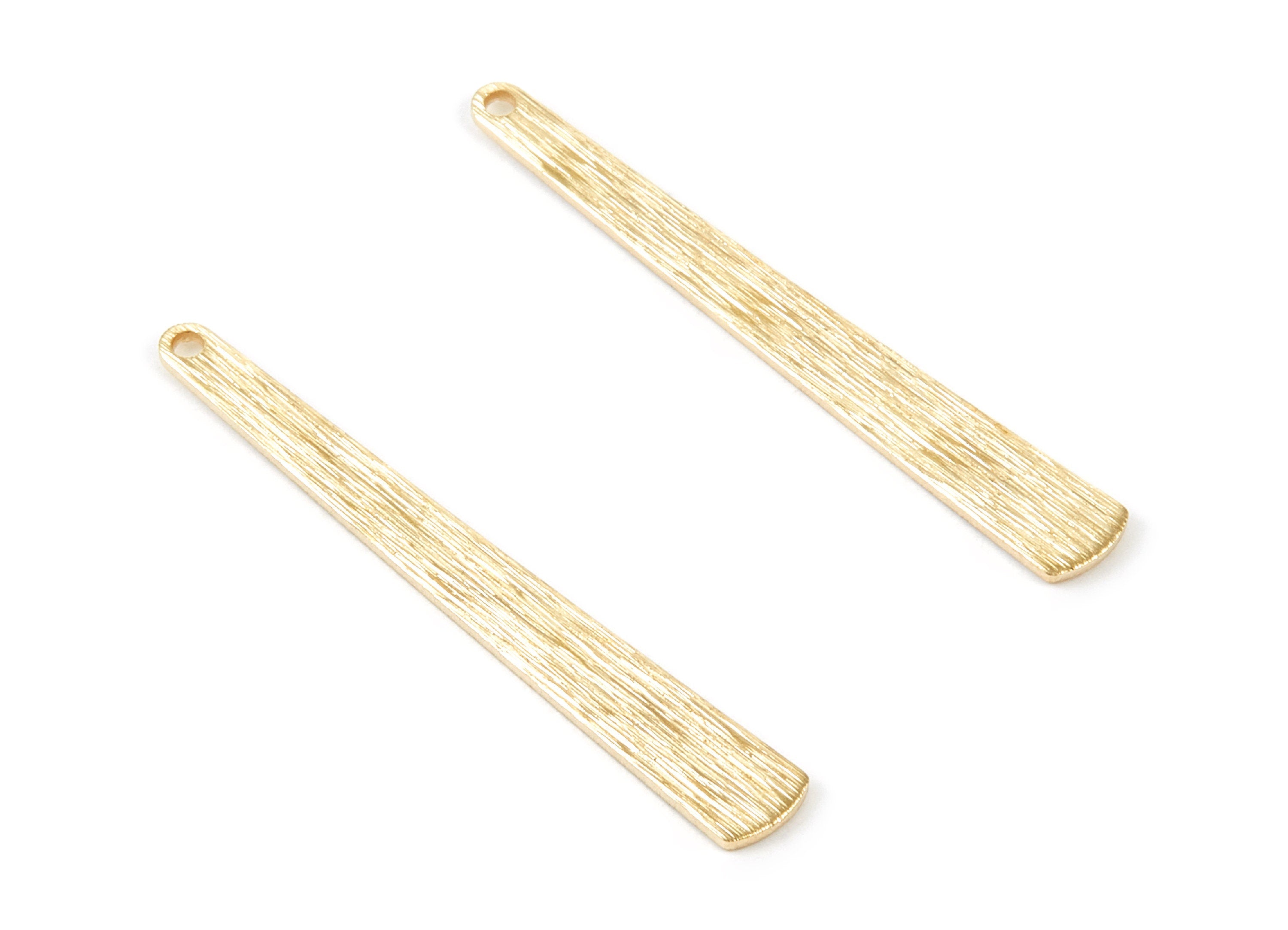 Brass Textured Long Strip Charms - Textured Long Strip Raw Brass Pendants - Earring Findings - Jewelry Supplies - 42,9x5,78x0,84mm - PP2071 - DOMEDBAZAAR