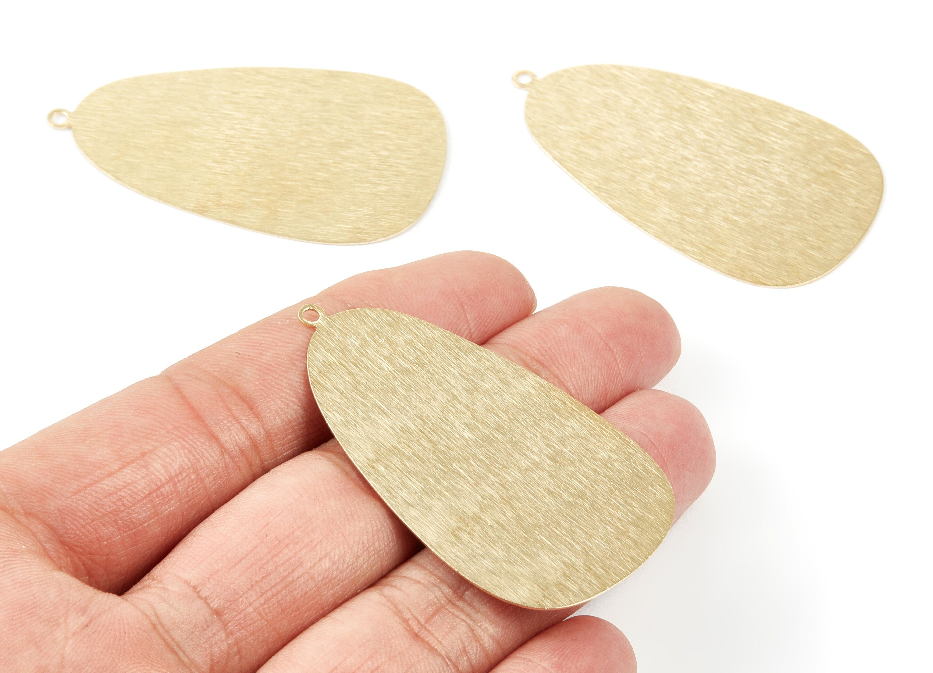 Brass Oval Charms - Oval Shaped Raw Brass Pendants - Earring Findings - Jewelry Supplies - 53x30x0,51mm - PP2075 - DOMEDBAZAAR